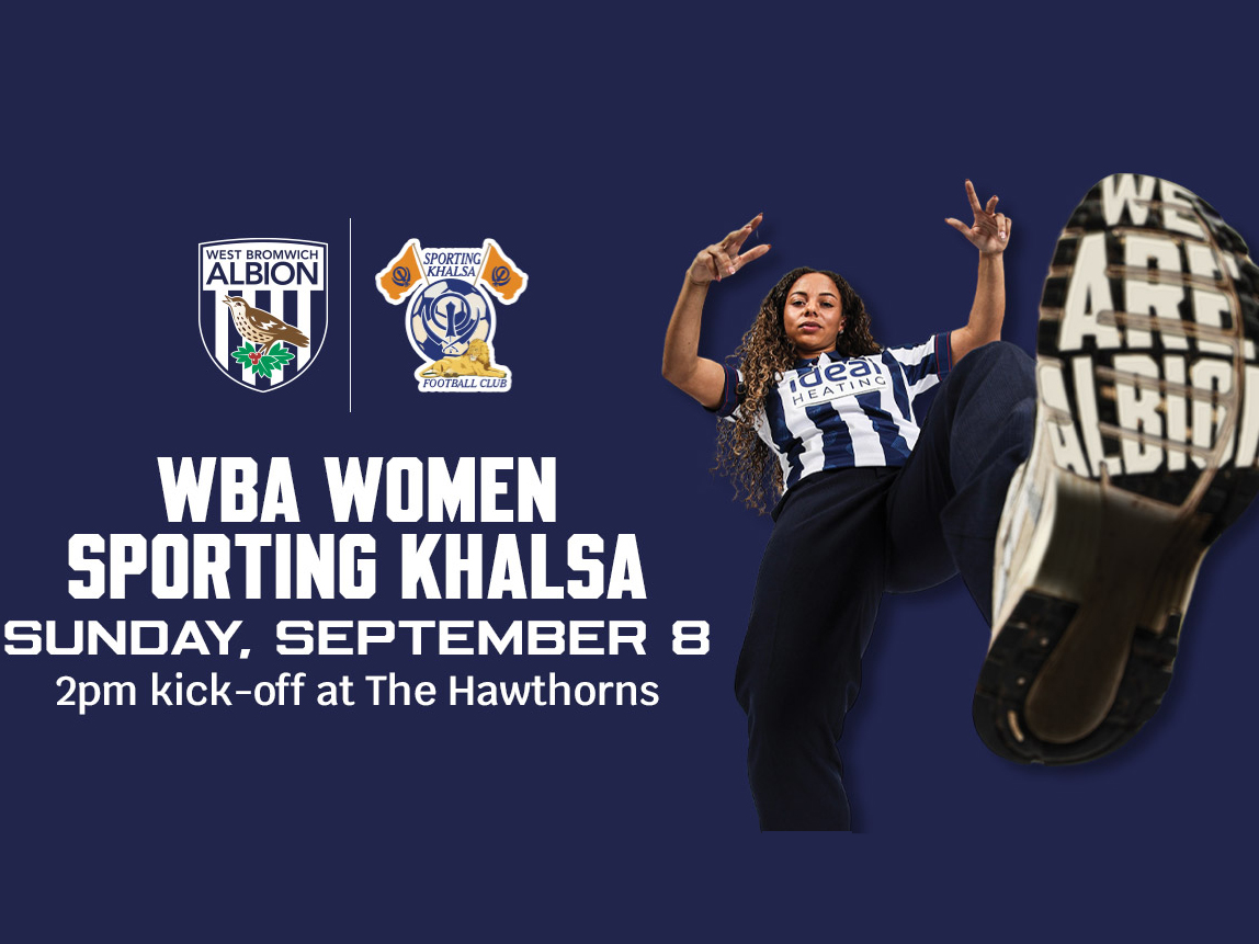 A ticket graphic displaying information for Albion Women's game against Sporting Khalsa