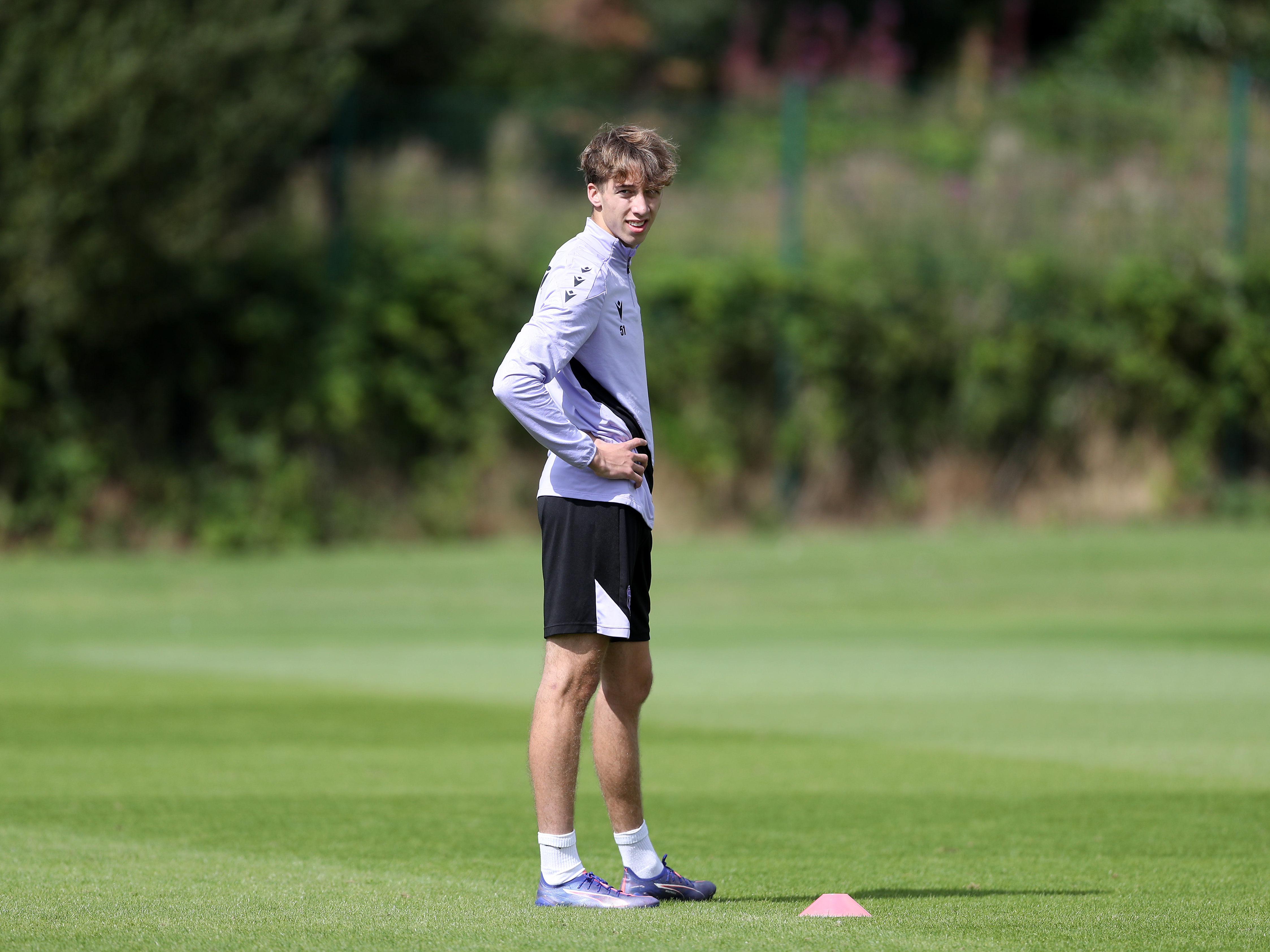 A photo of Albion youngster Harry Whitwell in the 2024/25 purple training wear at the club's training ground