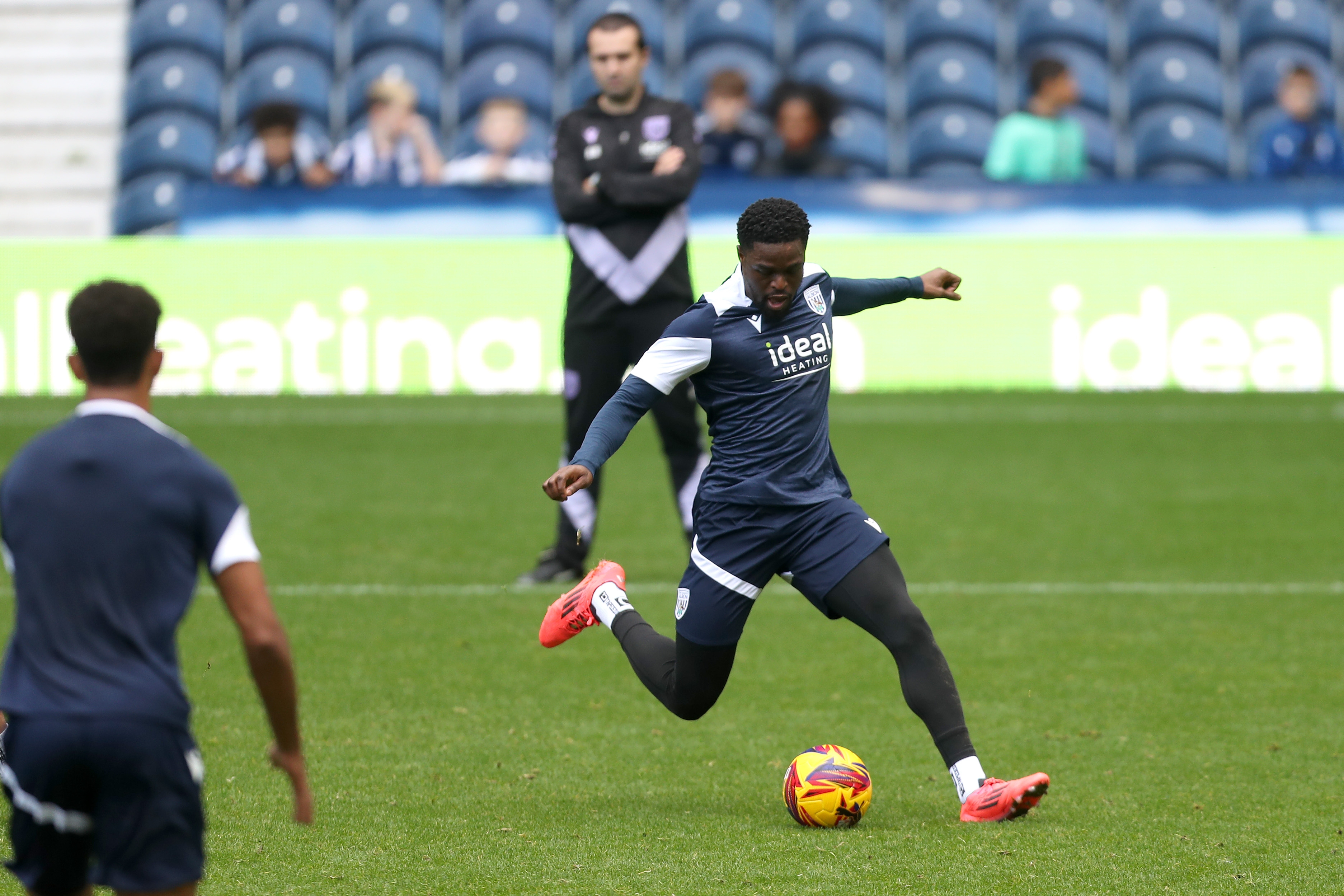 Josh Maja on the ball during a training session at The Hawthorns