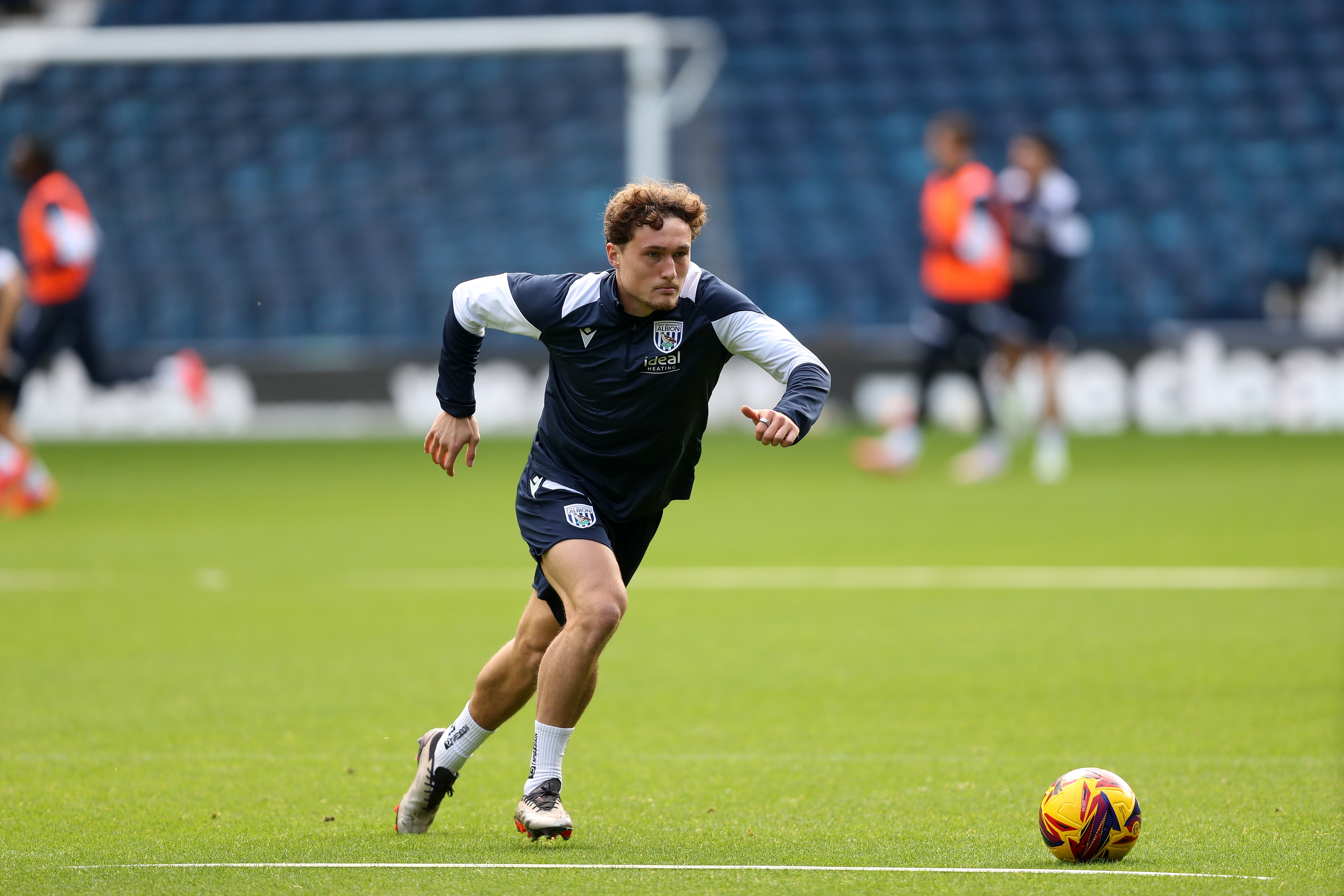 Callum Styles on the ball during a training session at The Hawthorns