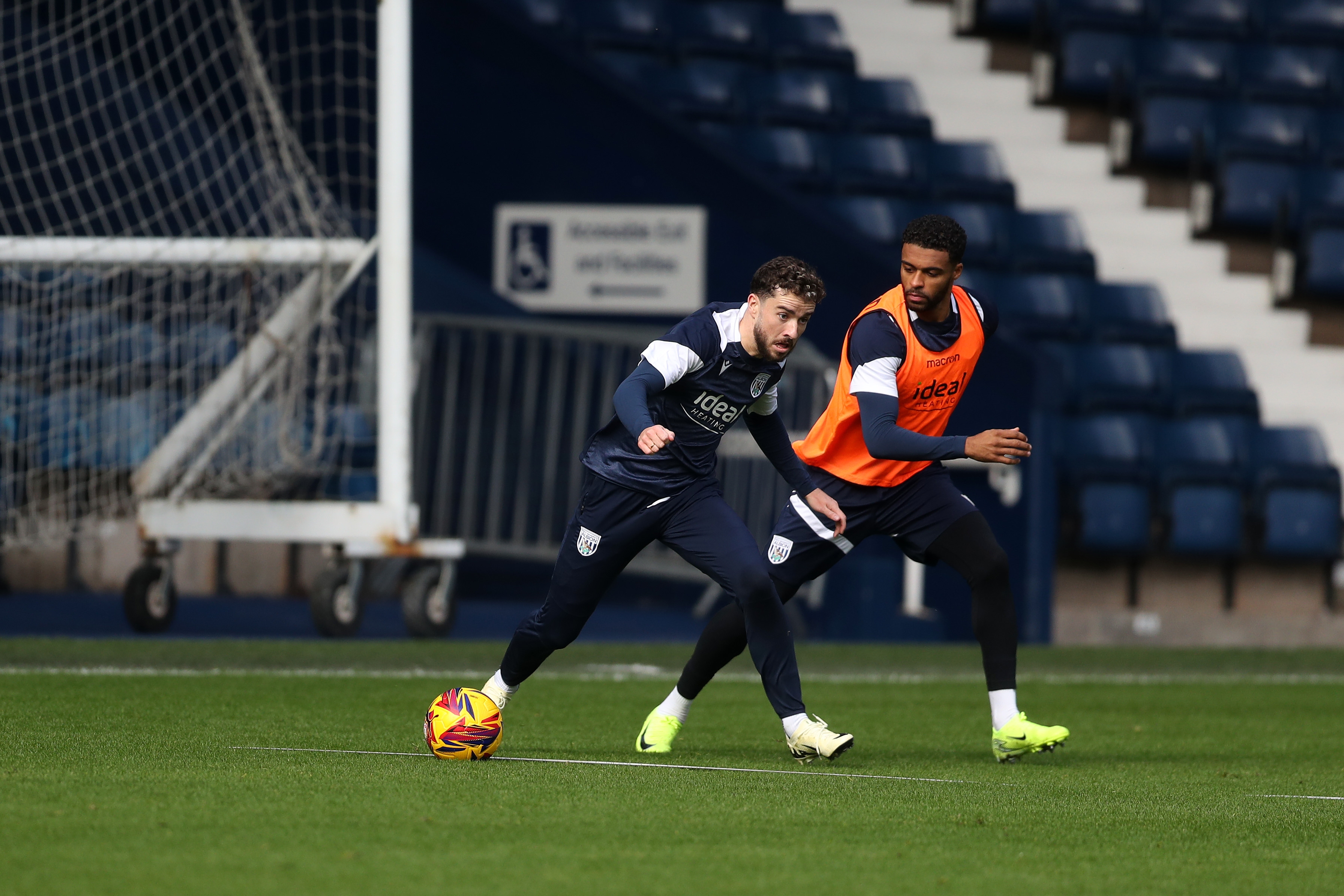 Mikey Johnston on the ball during a training session at The Hawthorns