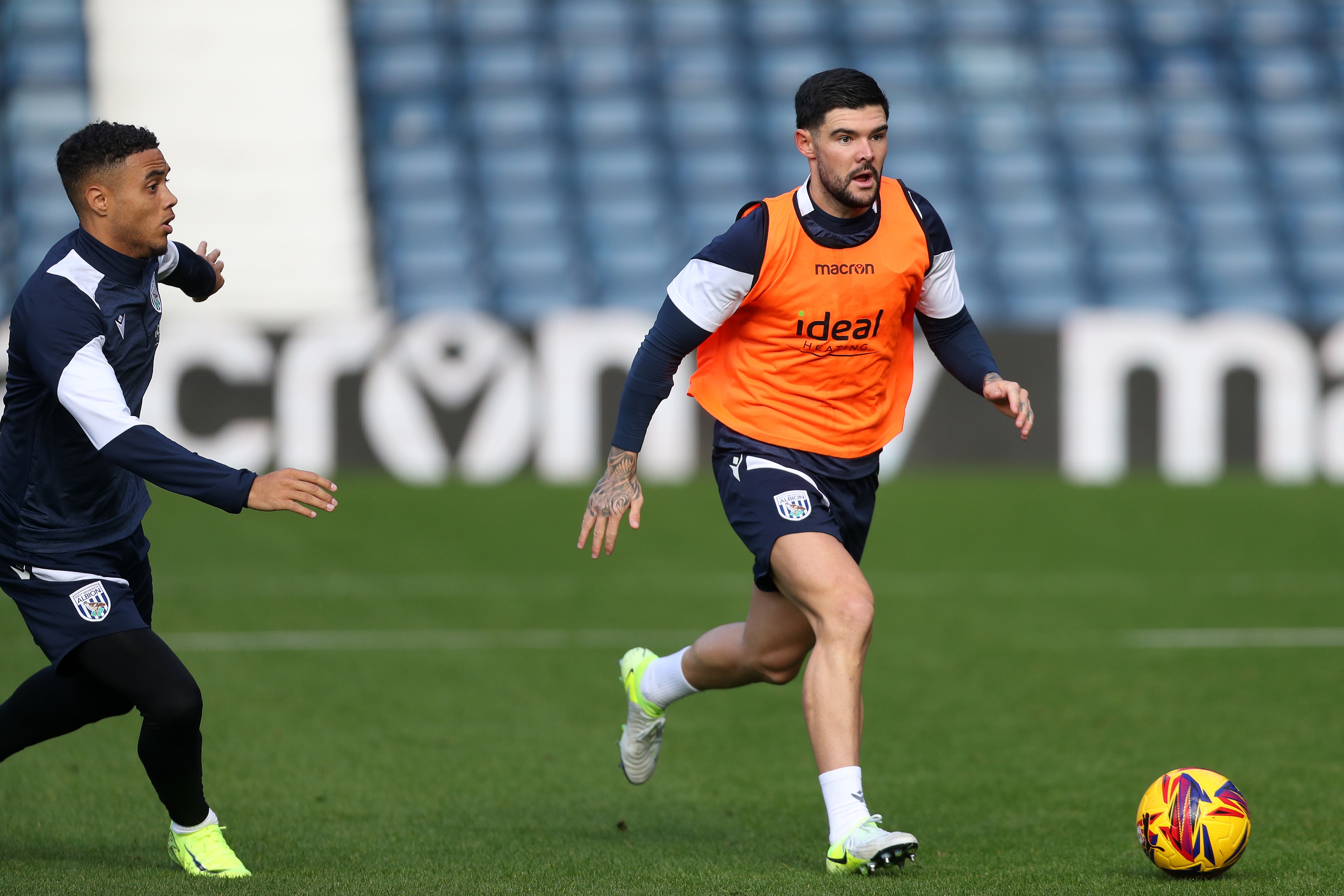 Alex Mowatt on the ball during a training session at The Hawthorns