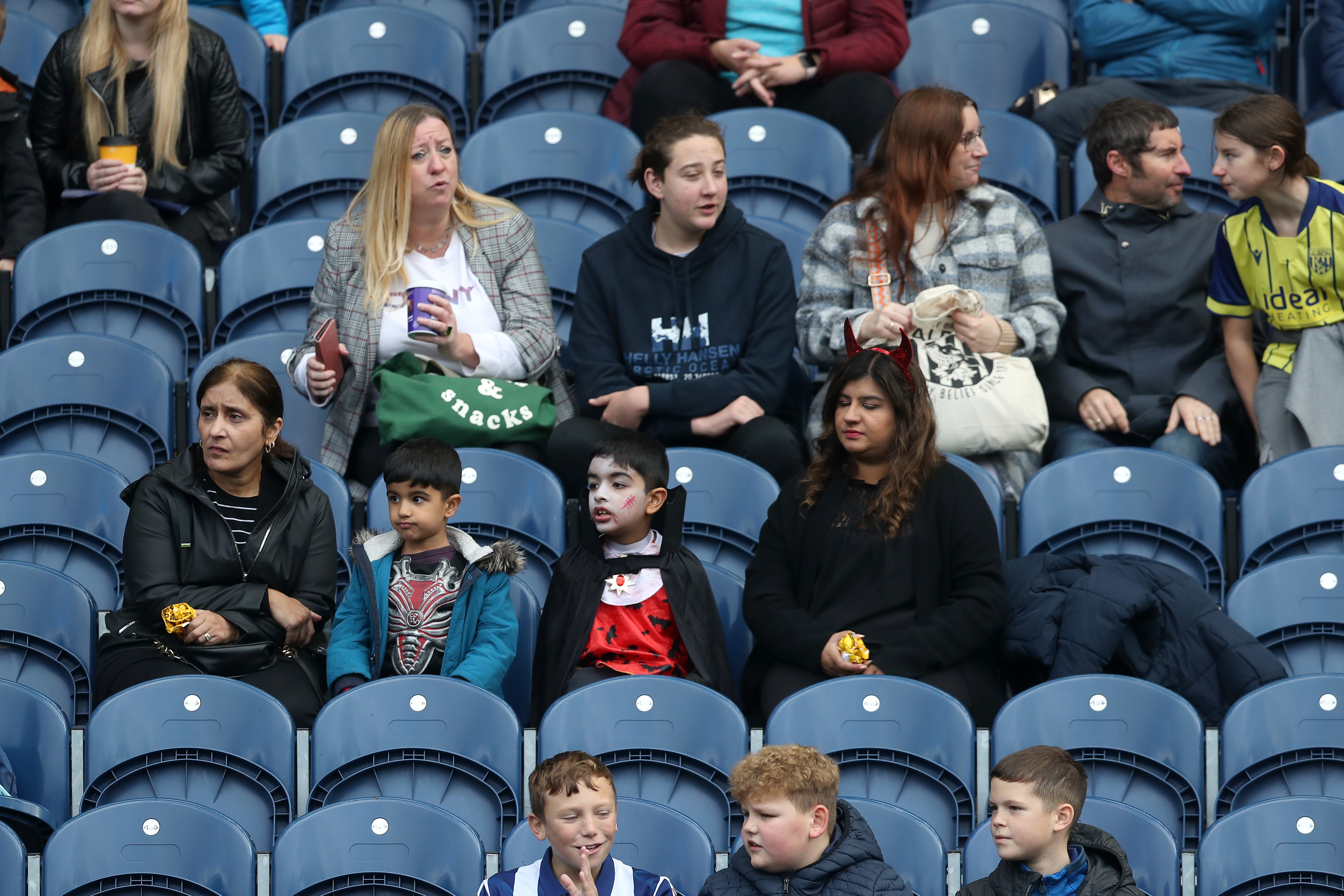 A general view of WBA fans in the stand on open training day