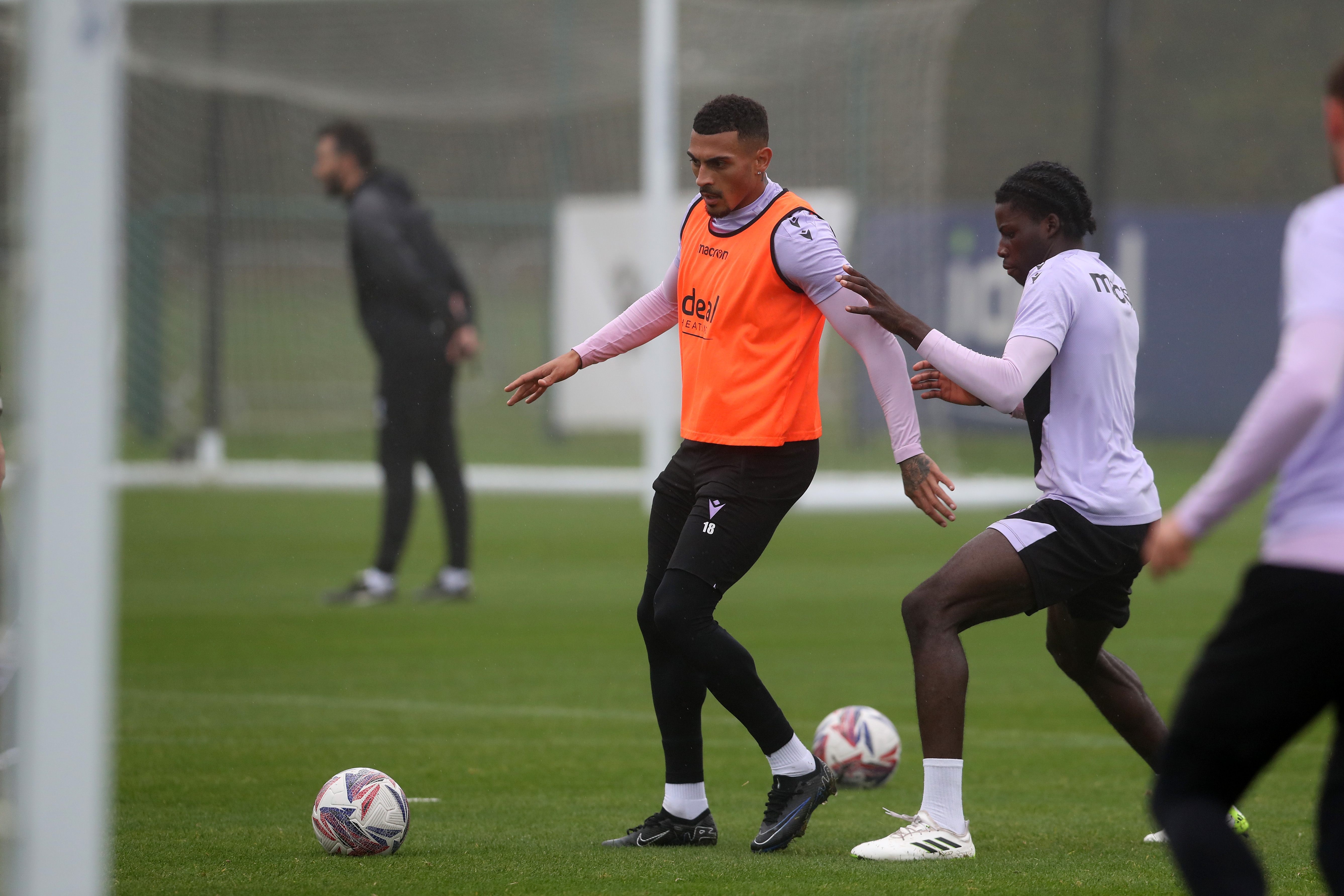 Karlan Grant on the ball during a training session 