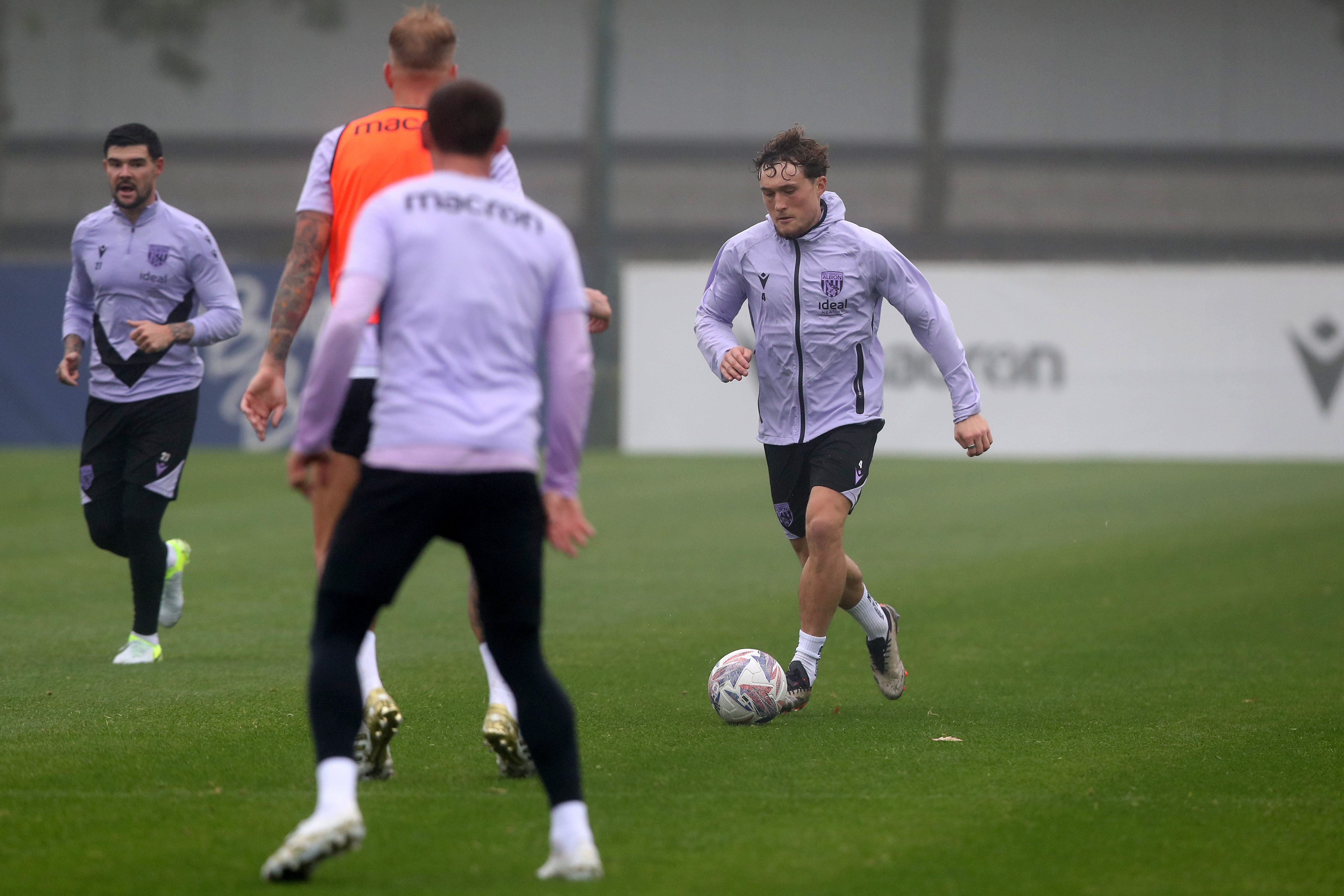 Callum Styles on the ball during a training session 