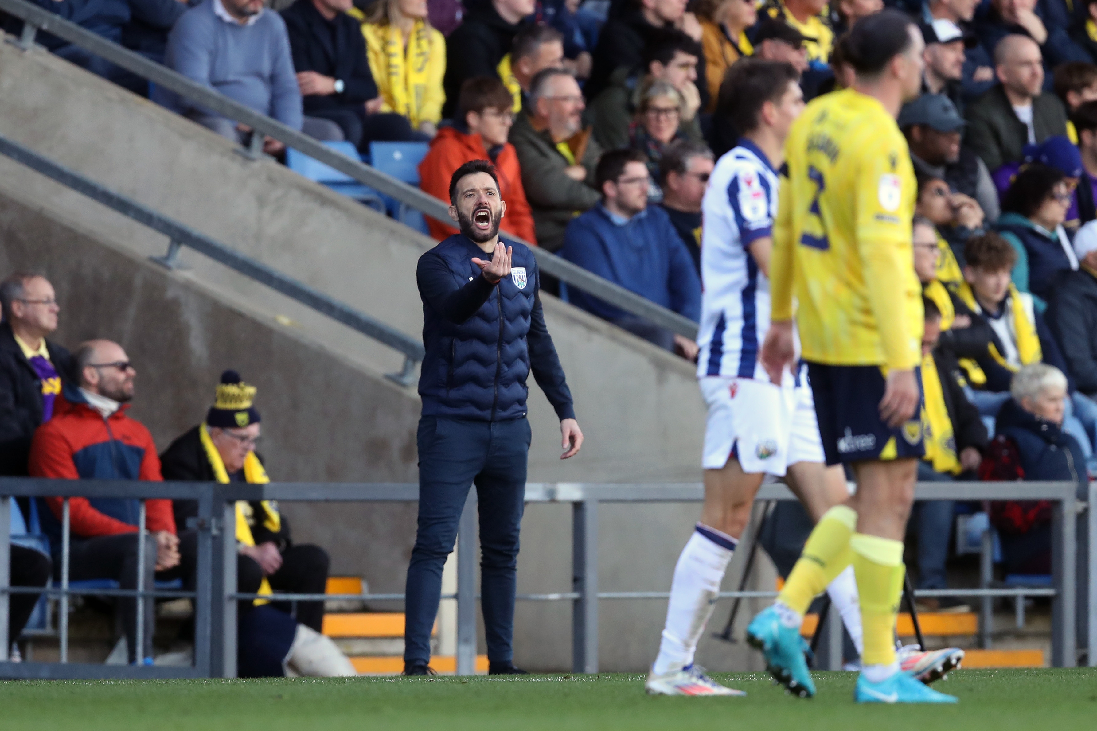 Carlos Corberán giving instructions to his team against Oxford 