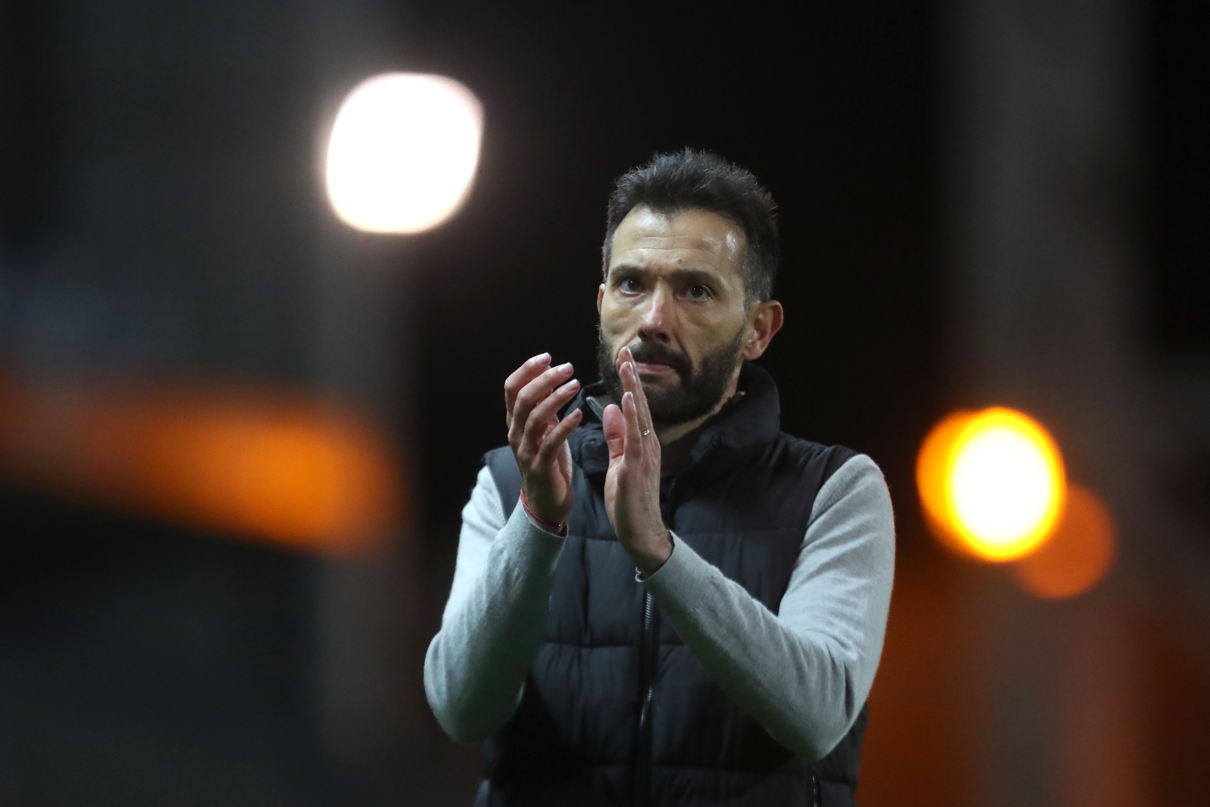 Carlos Corberán applauds Albion fans at Blackburn 