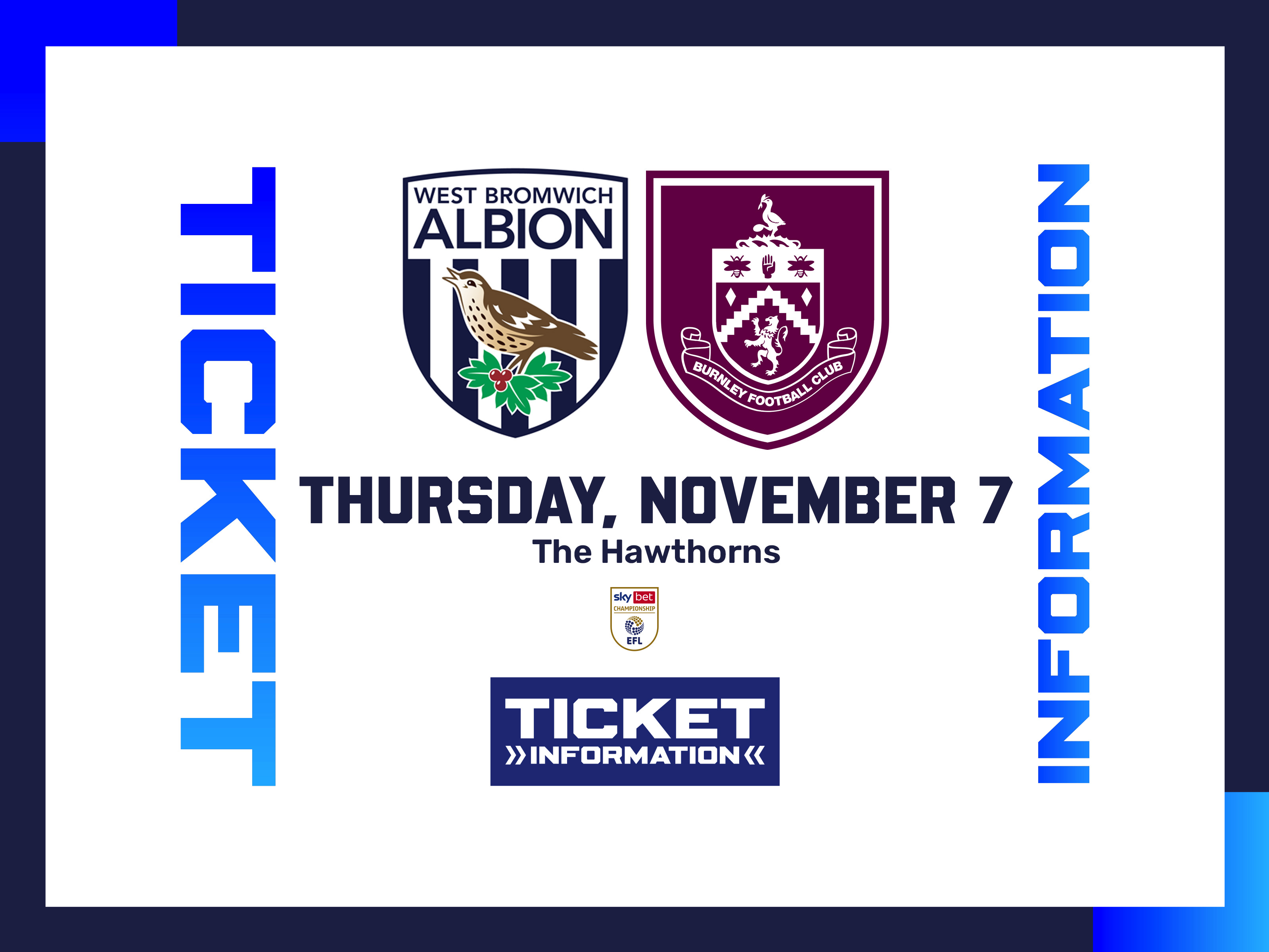 A ticket graphic displaying information for Albion's game against Burnley