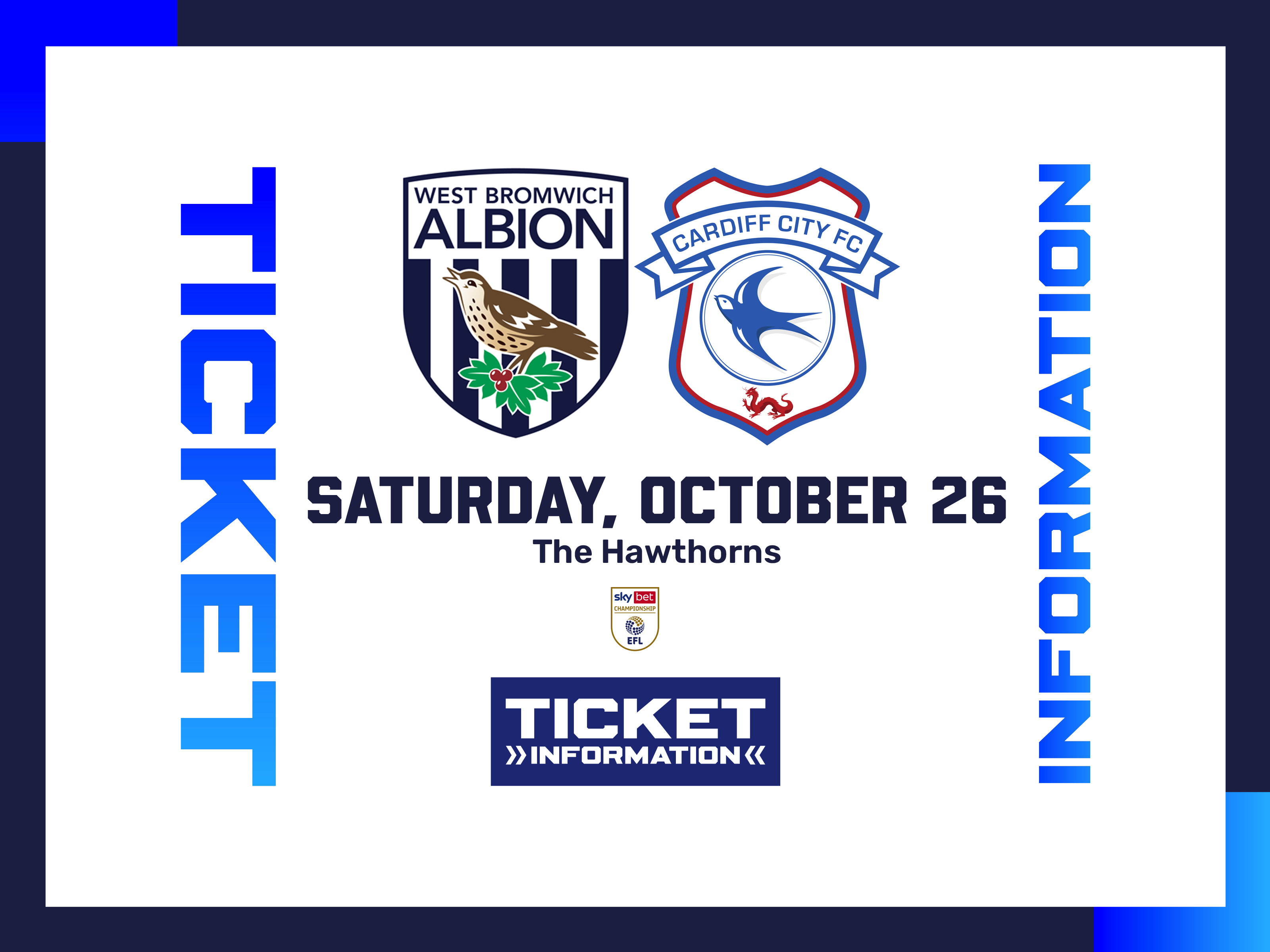 A ticket graphic displaying information for Albion's game against Cardiff