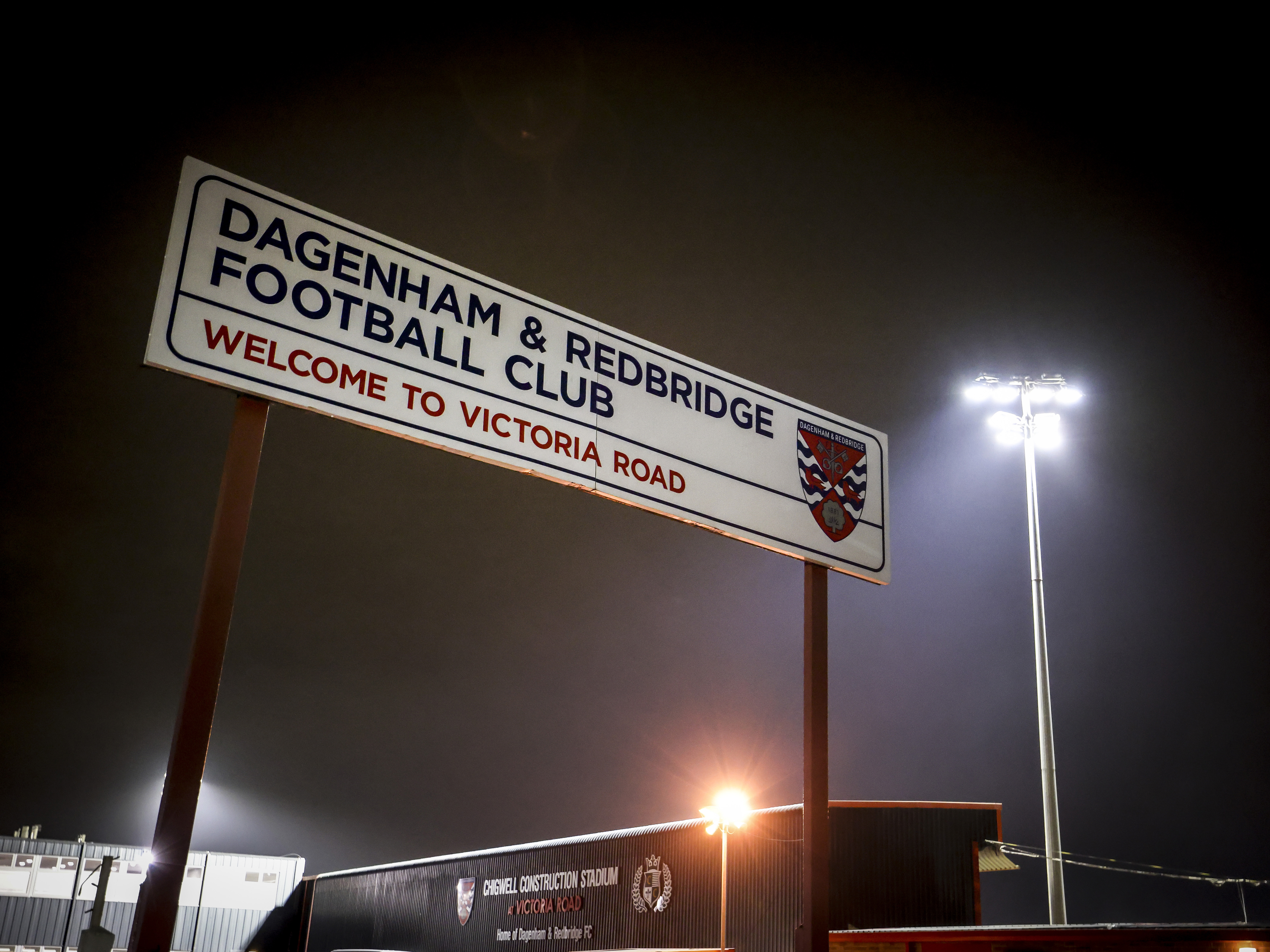 An outside view of Dagenham & Redbridge's Chigwell Construction Stadium