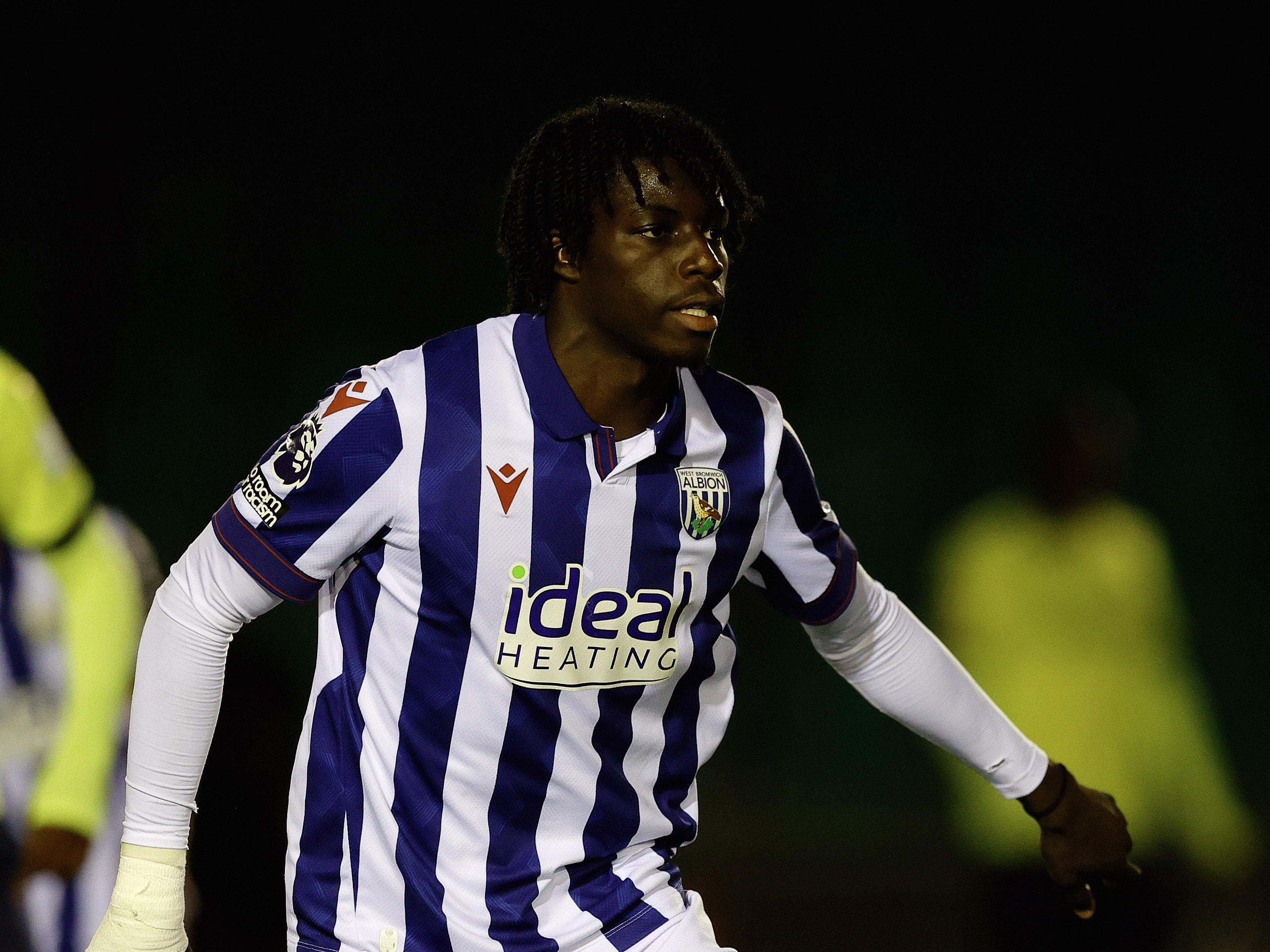 A photo of Albion U21s defender Mo Diomande in the 2024/25 home kit