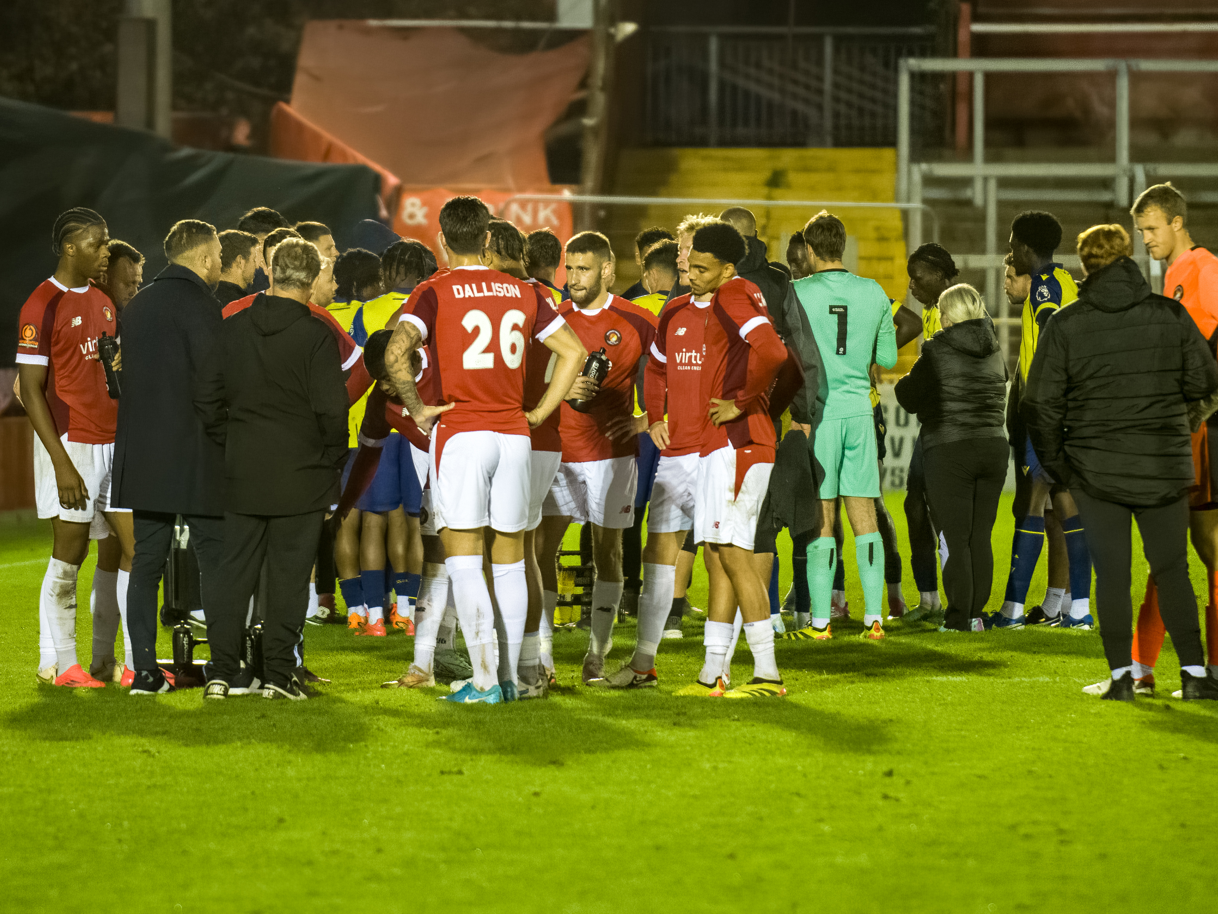 A photo of Ebbsfleet Utd and Albion players waiting to take penalties in the National League Cup