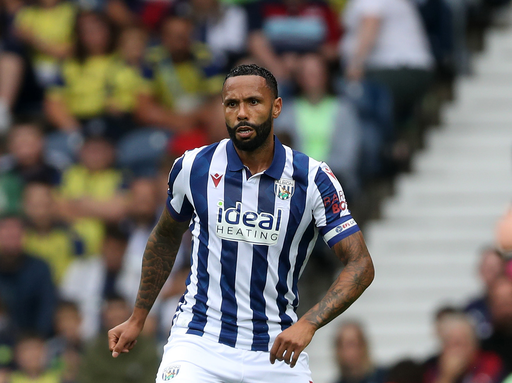 Kyle Bartley in action for Albion at The Hawthorns in a home kit 