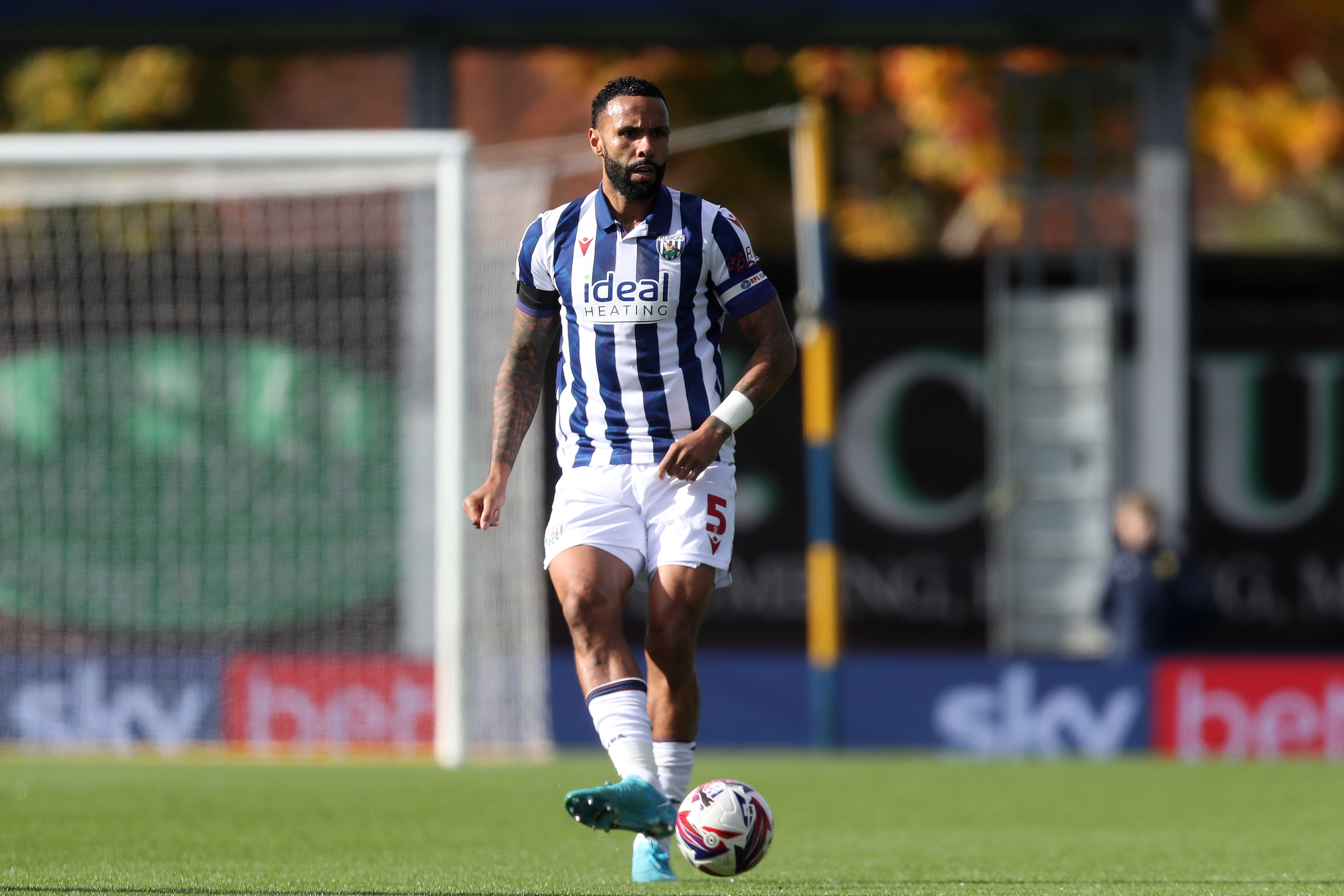 Kyle Bartley in action for Albion in a home kit 