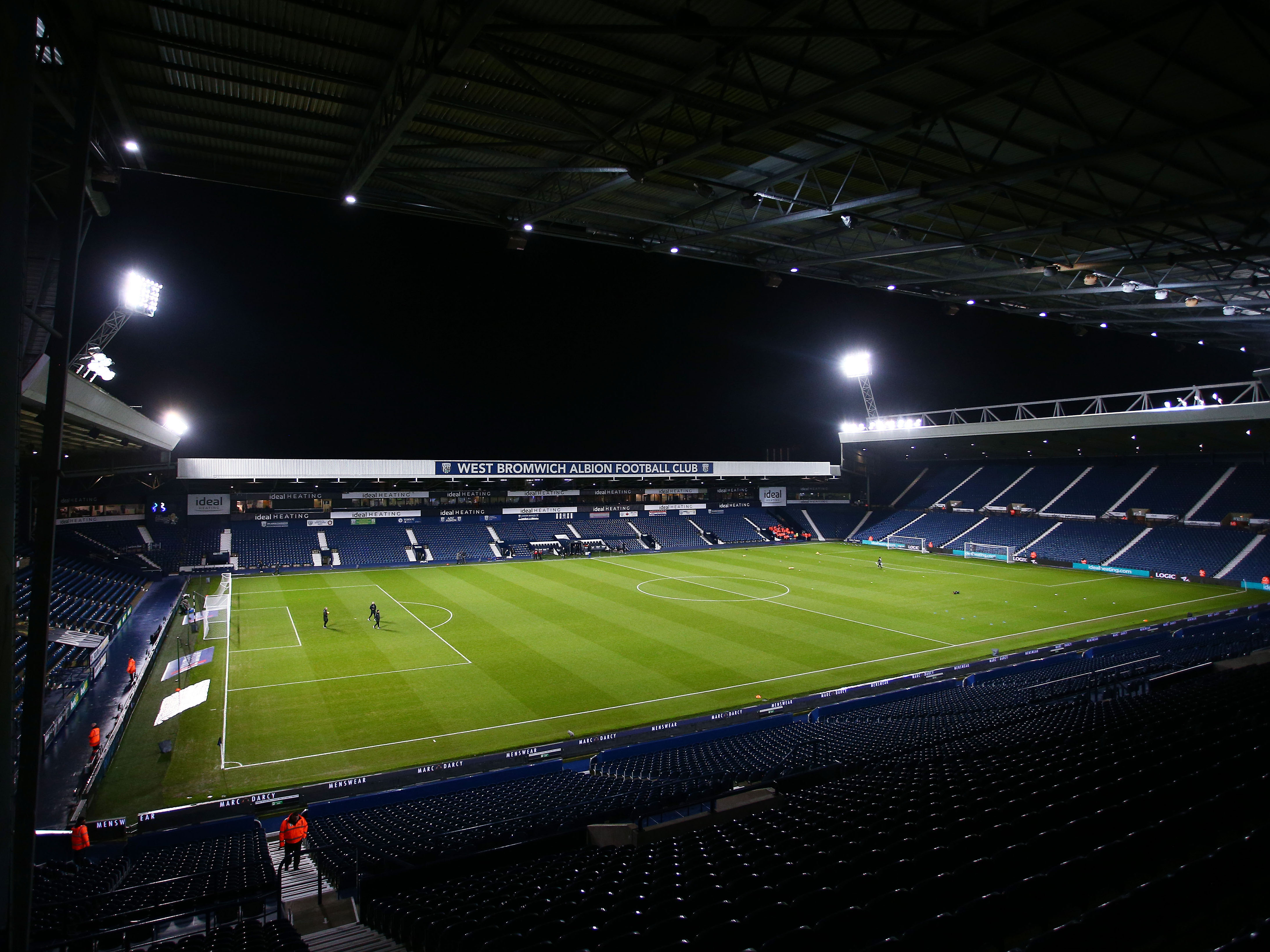 A general view of The Hawthorns at night