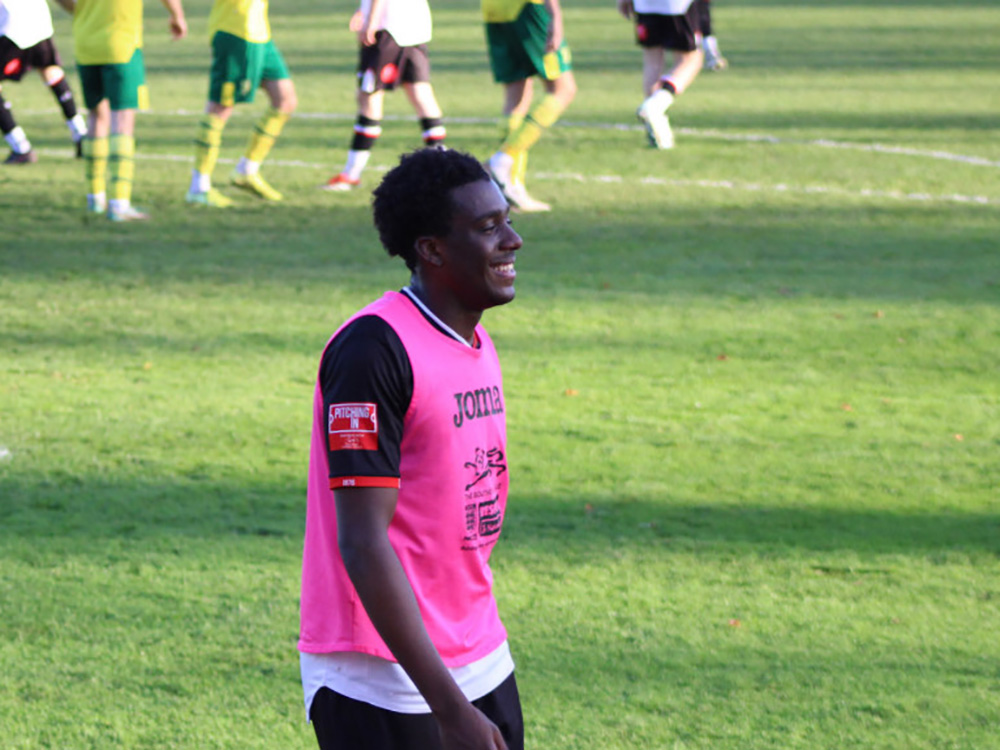 Souleyman Mandey smiling after scoring for Stourbridge 