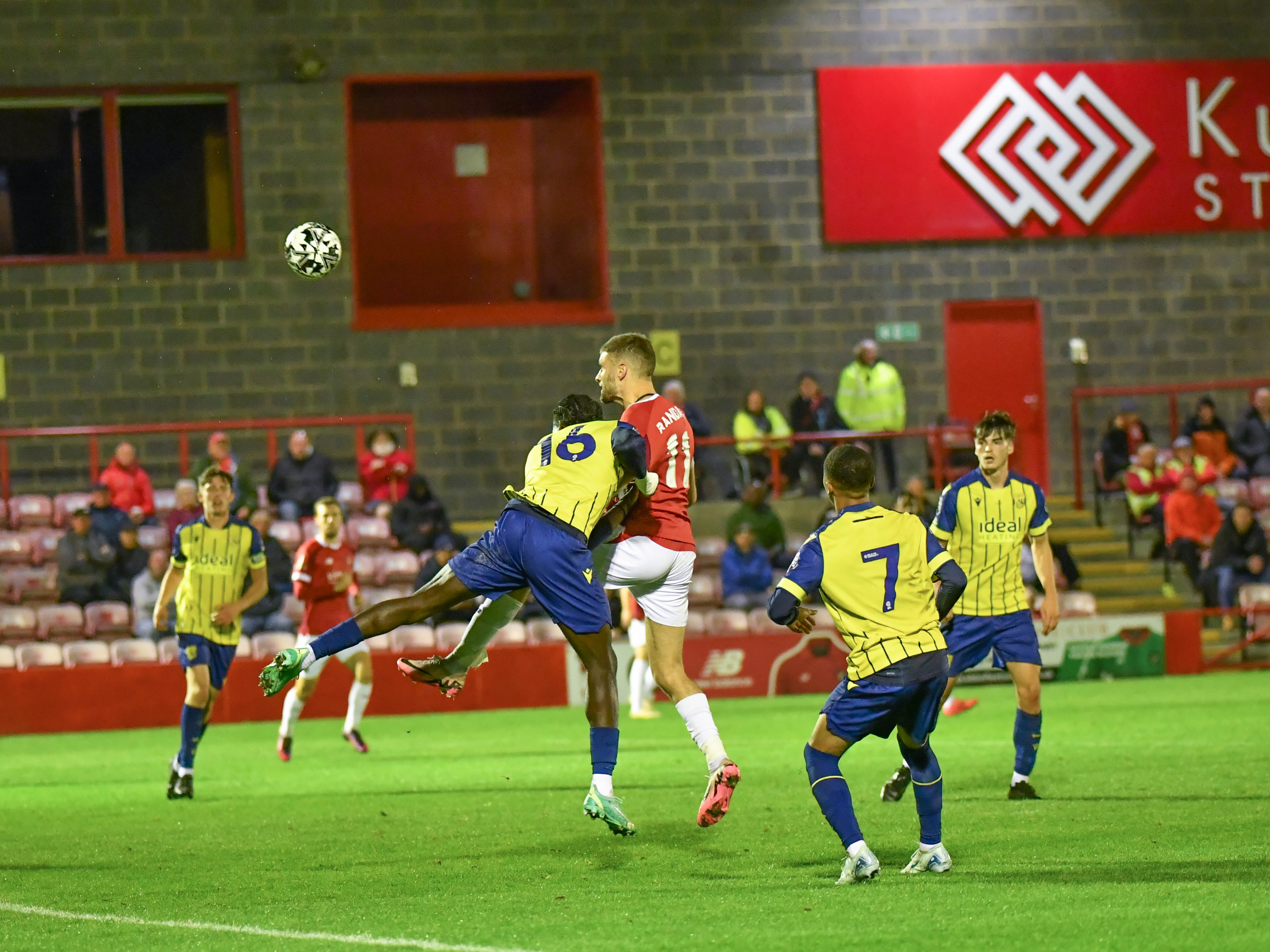 A photo of Albion U21s, in the yellow and blue 2024/25 away kit, in National League Cup action v Ebbsfleet United