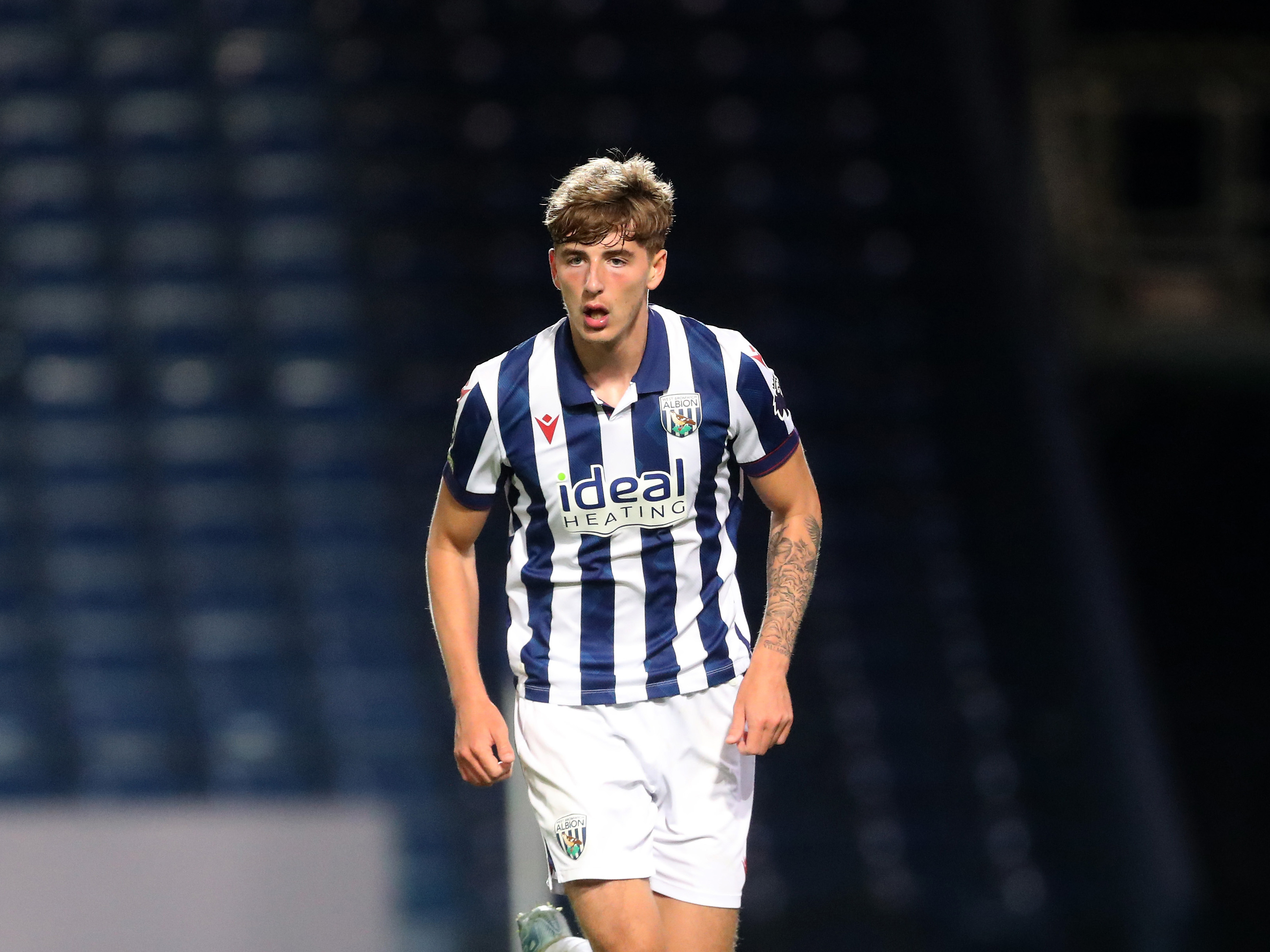 A photo of Albion U21s defender Josh Shaw in the 2024/25 home kit