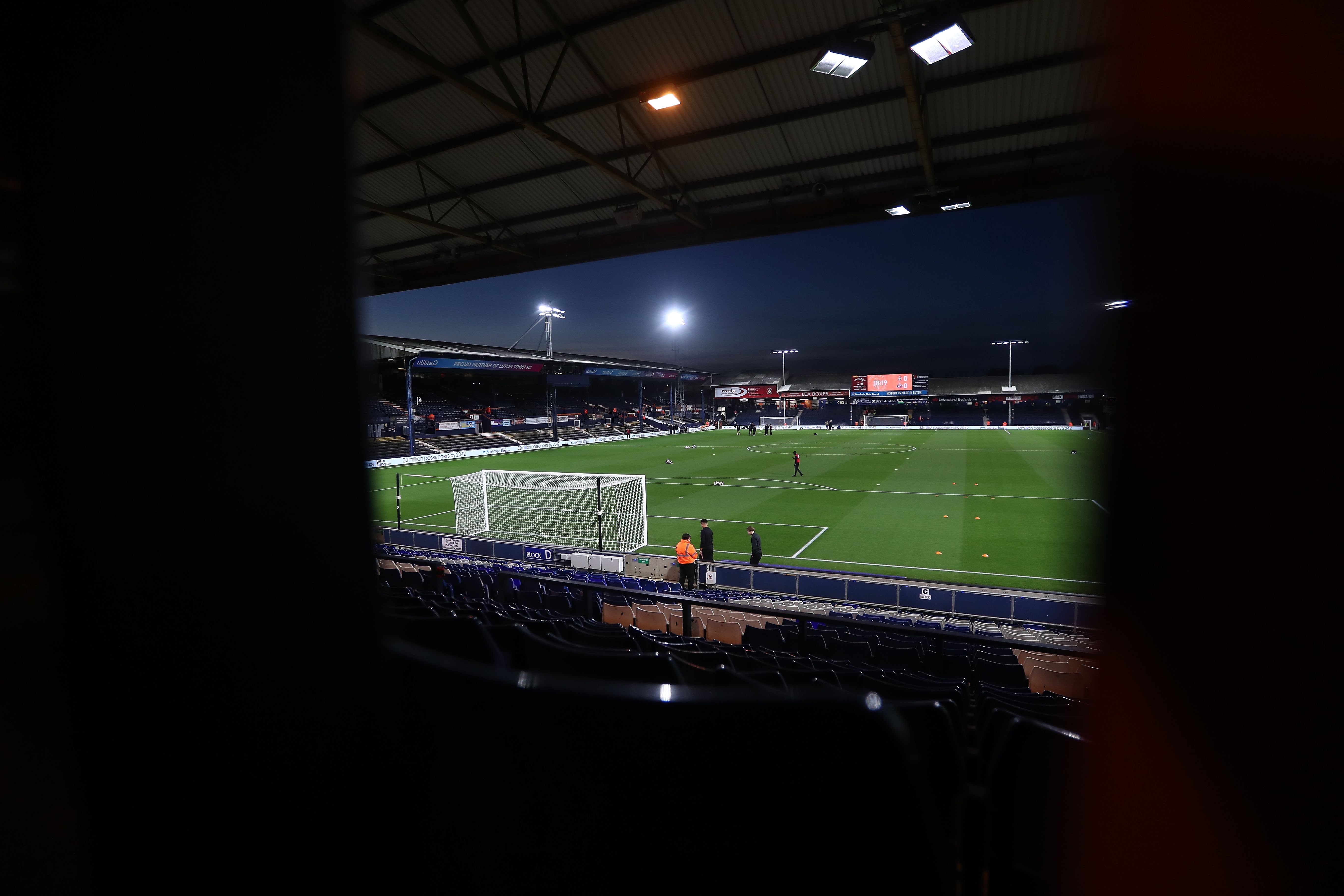 A general view of Luton Town's Kenilworth Road at night 