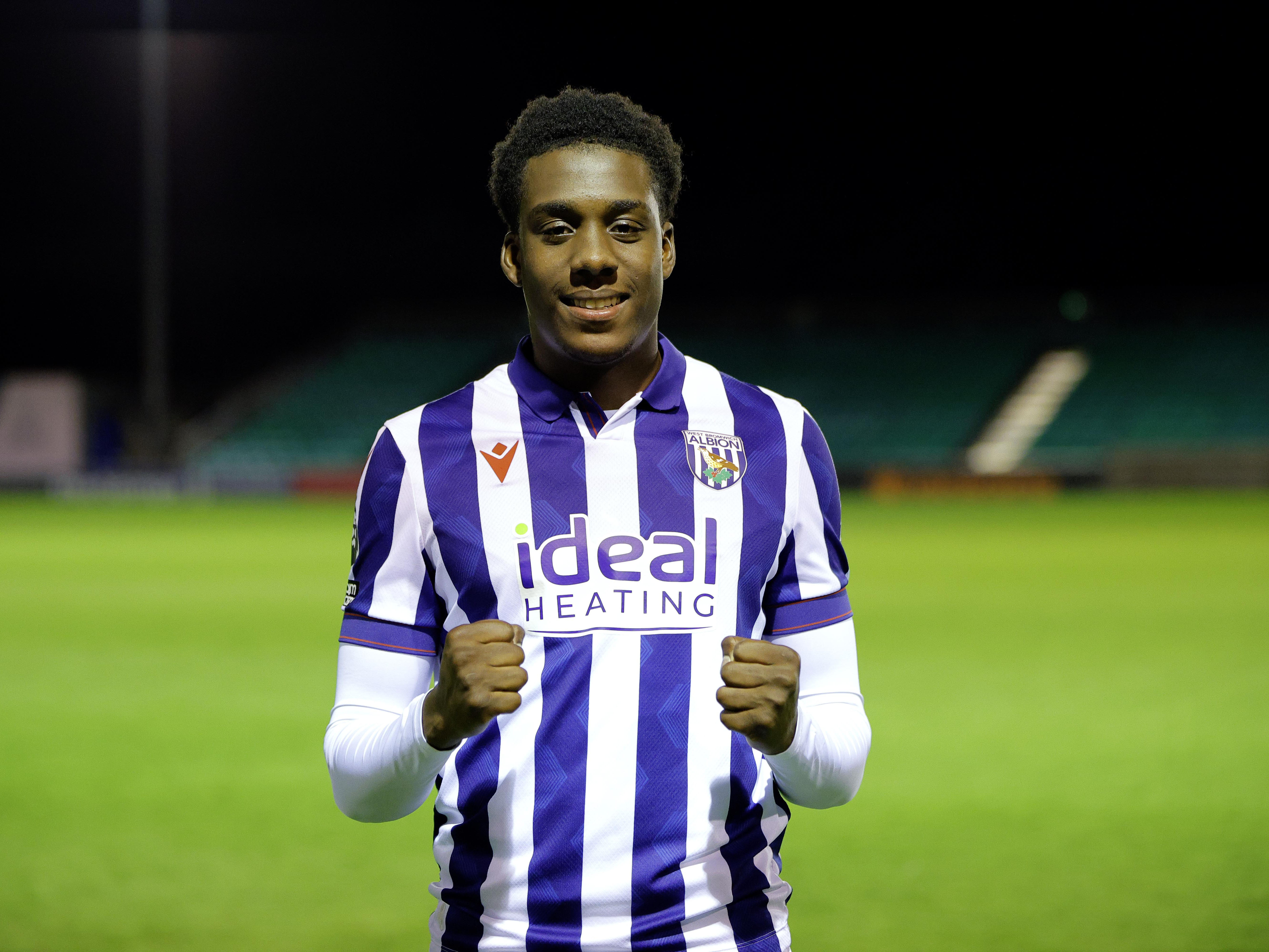 A photo of Albion U21s midfielder Souleyman Mandey after scoring in a PL Cup match v Southampton