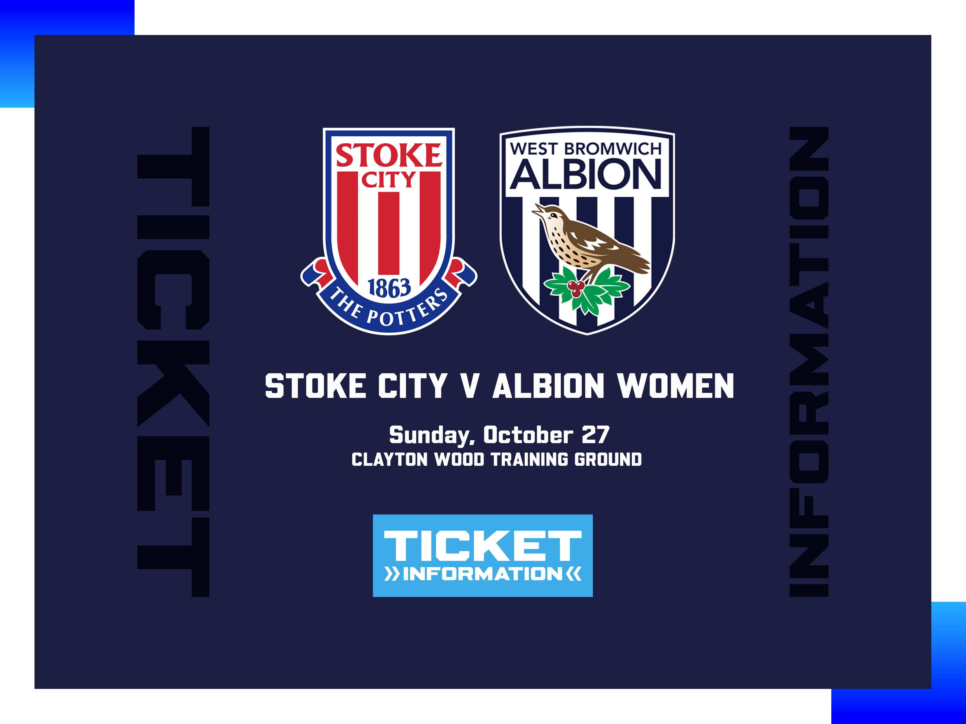 Stoke City away women's ticket graphic with both club badges on