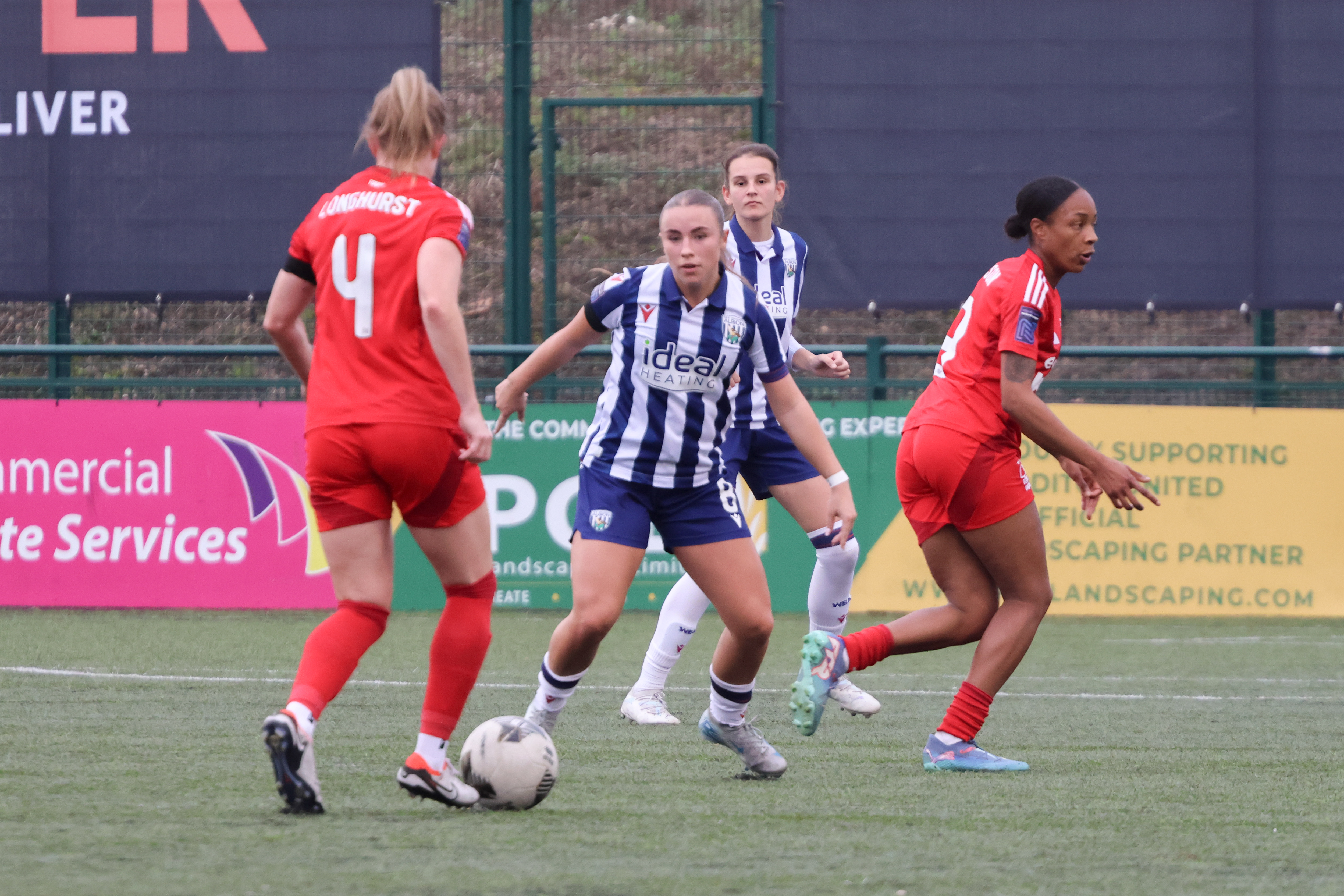 Seren Watkins in action against Nottingham Forest in the home Albion kit 