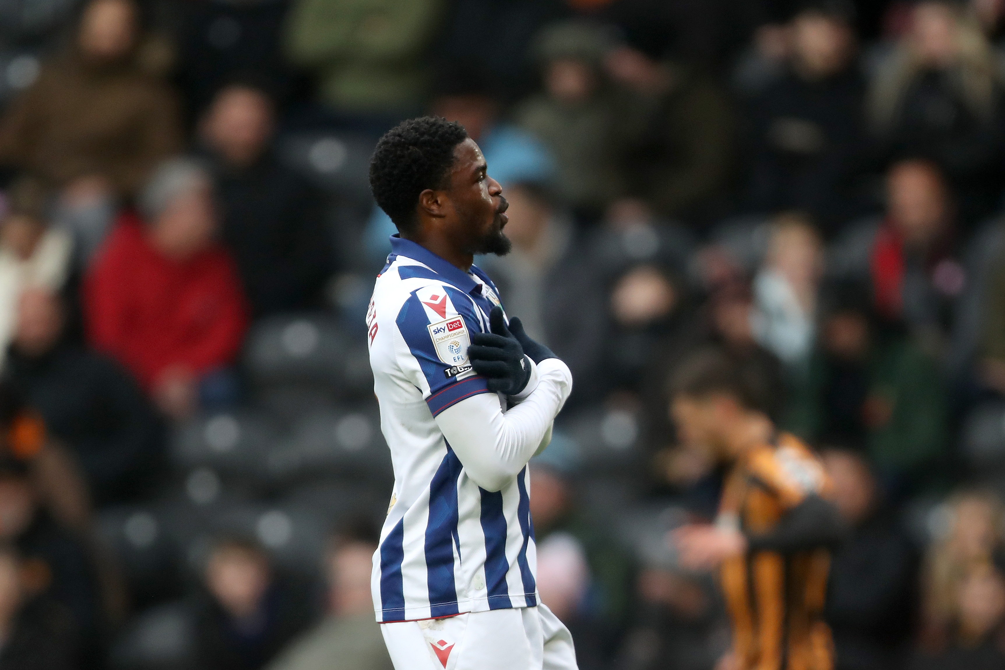 Josh Maja celebrates scoring against Hull 