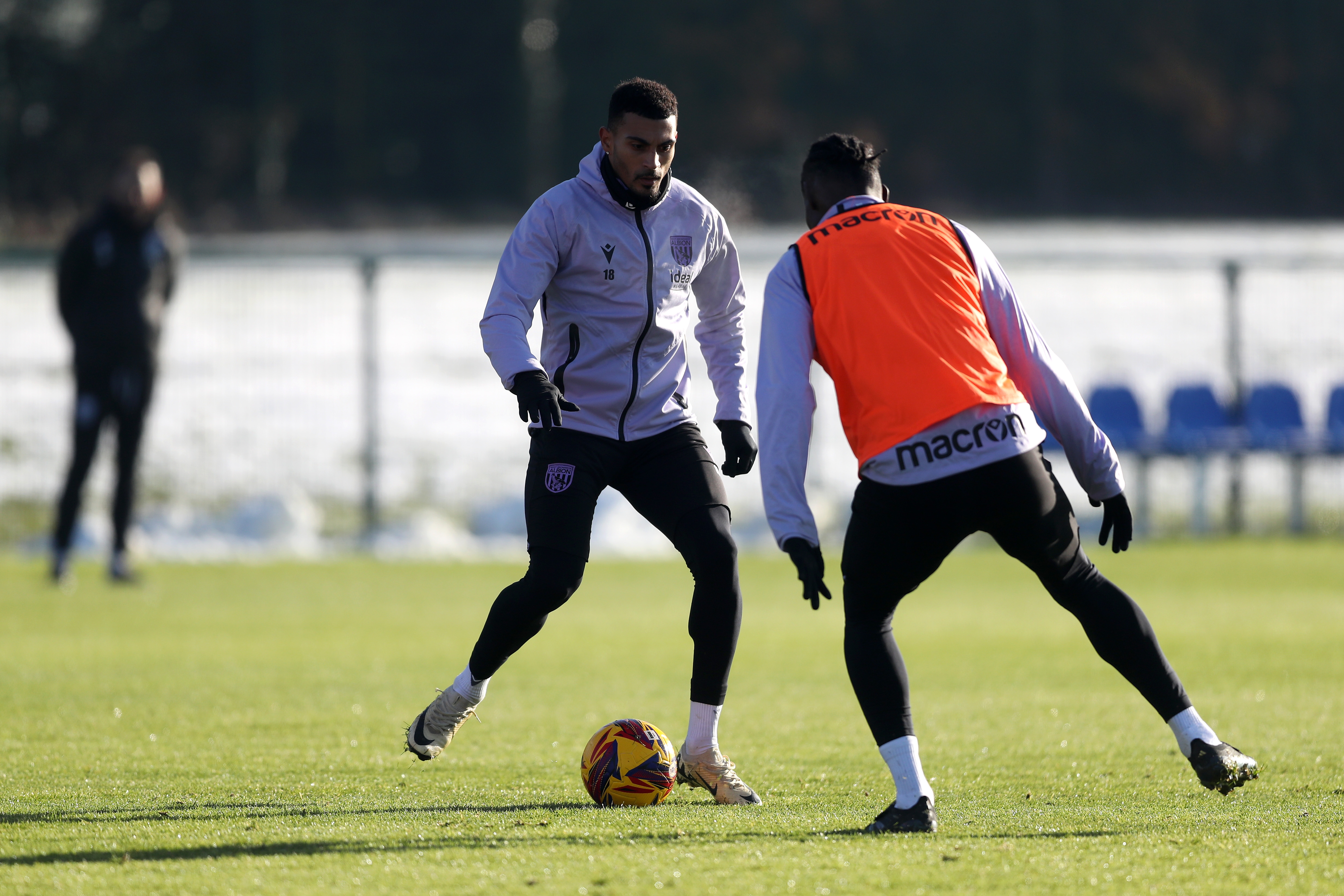 Karlan Grant on the ball during a training session