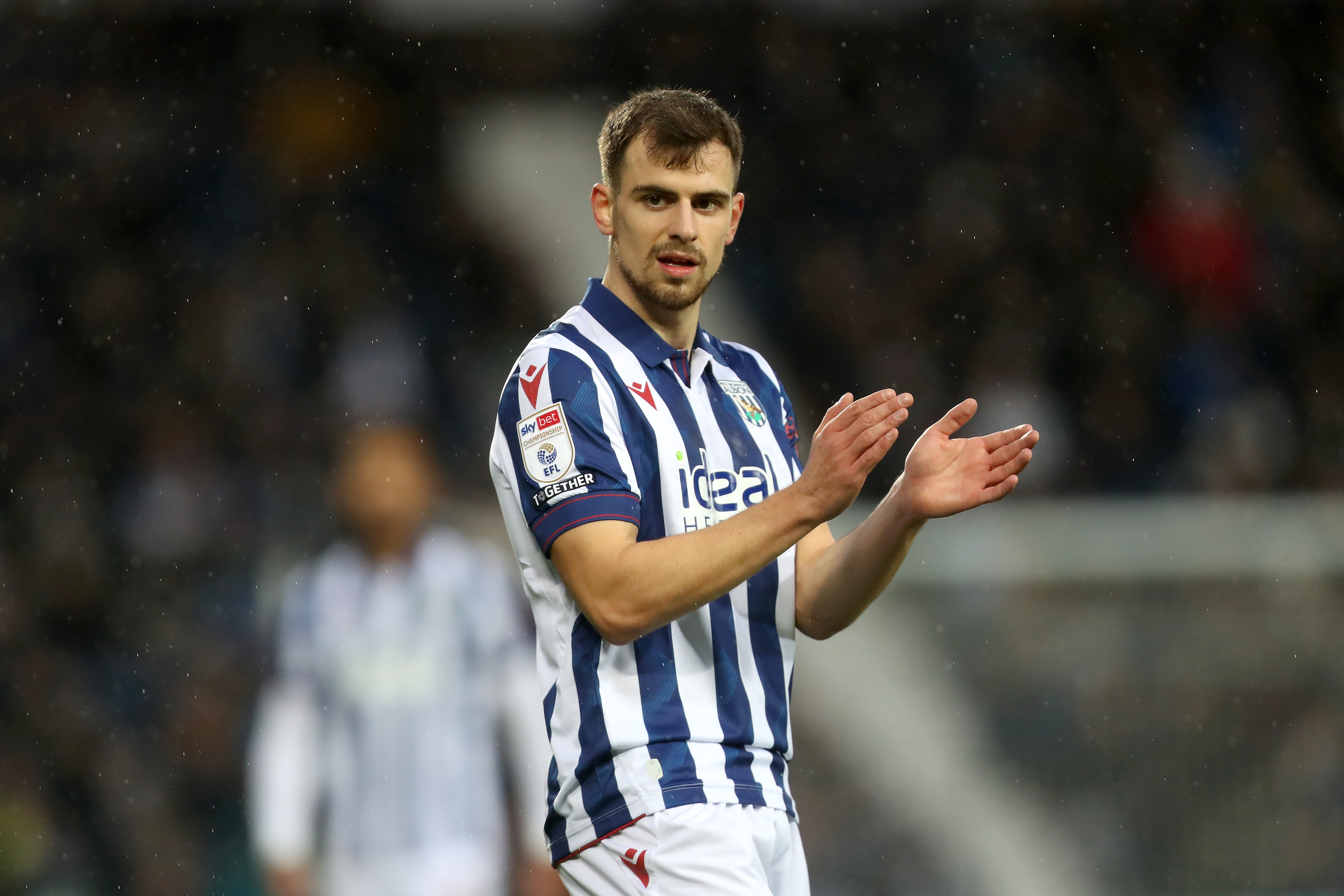 Jayson Molumby applauding Albion fans after the Norwich game