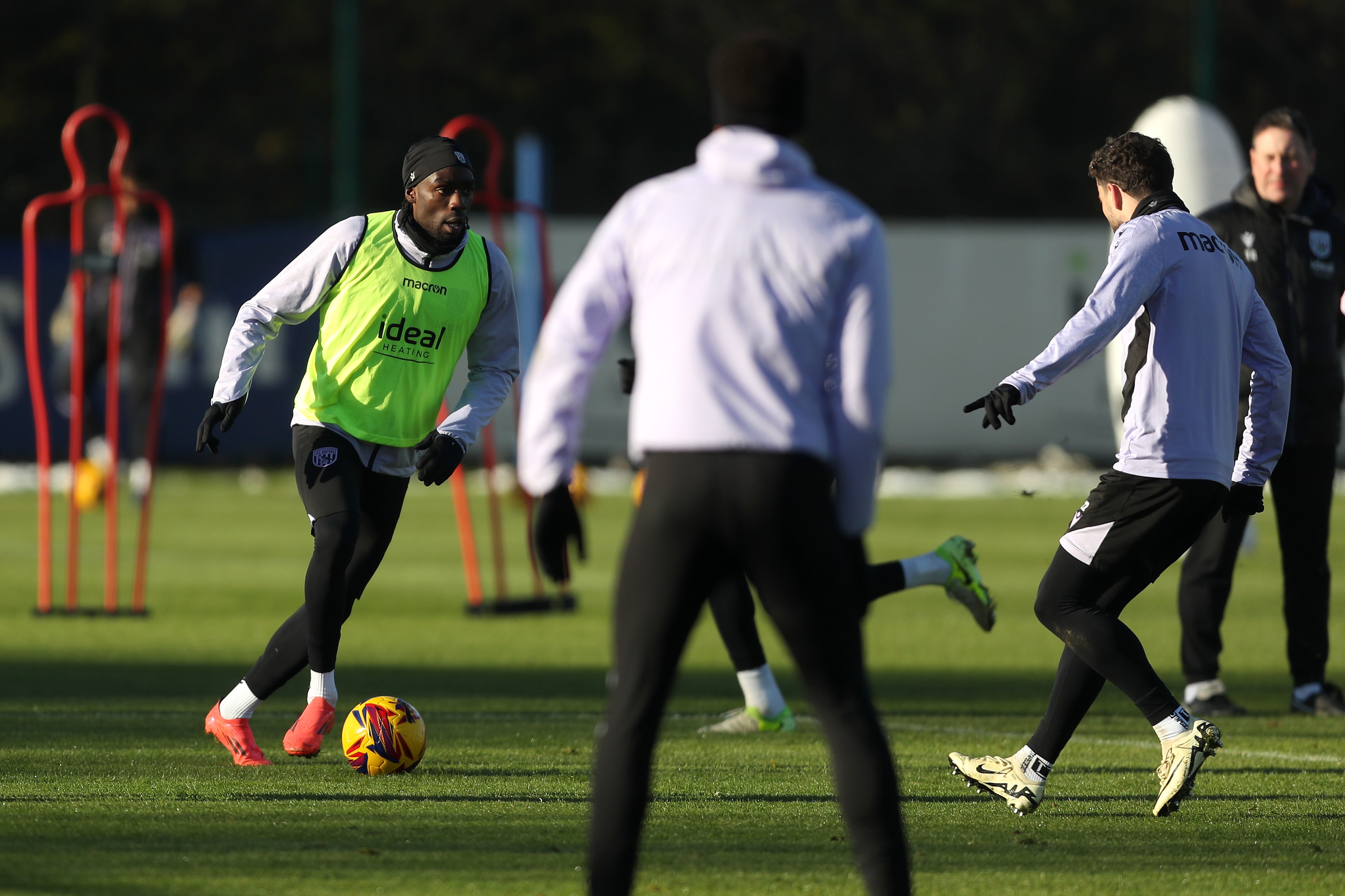 Devante Cole on the ball during a training session 