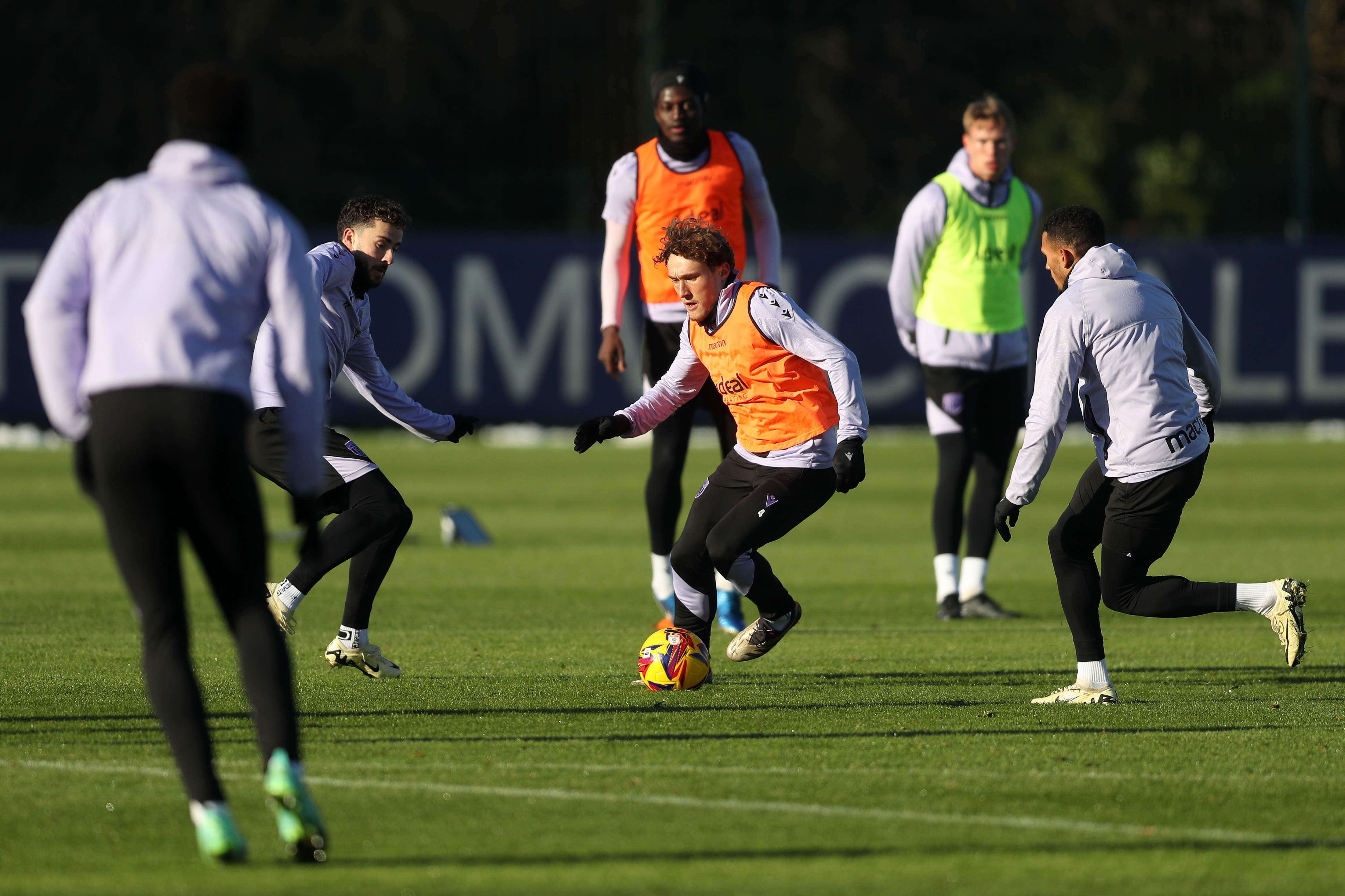 Callum Styles on the ball during a training session 