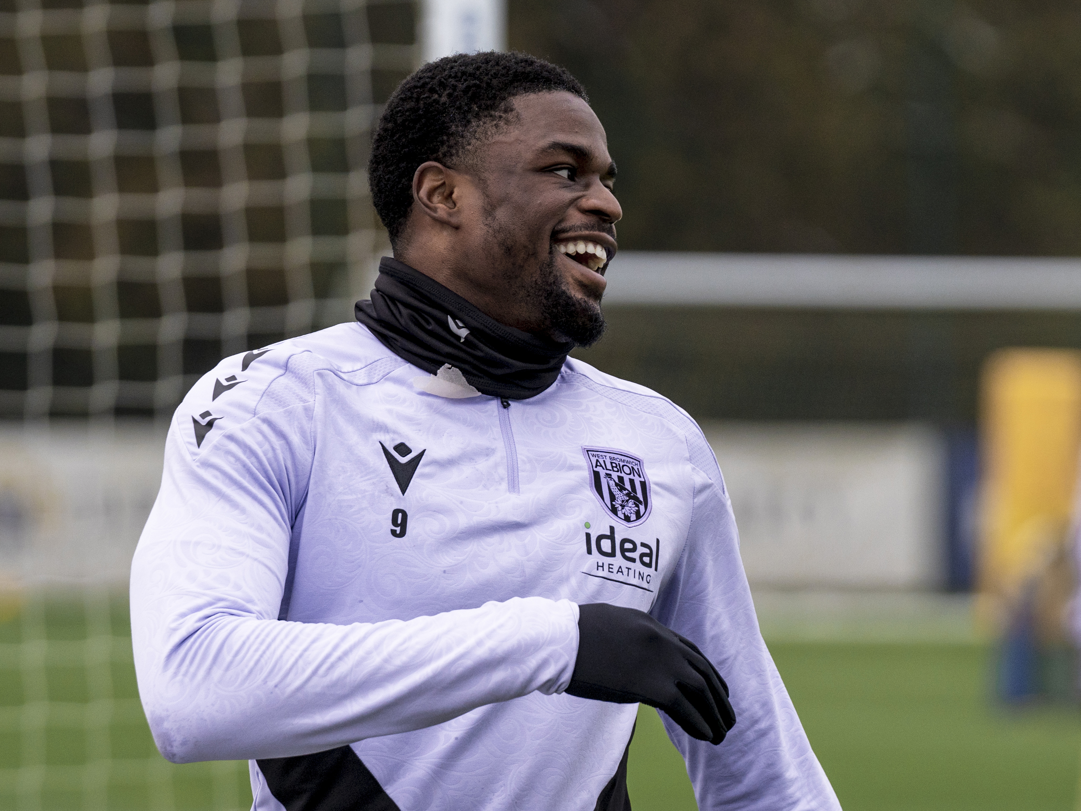 Josh Maja smiling during a training session