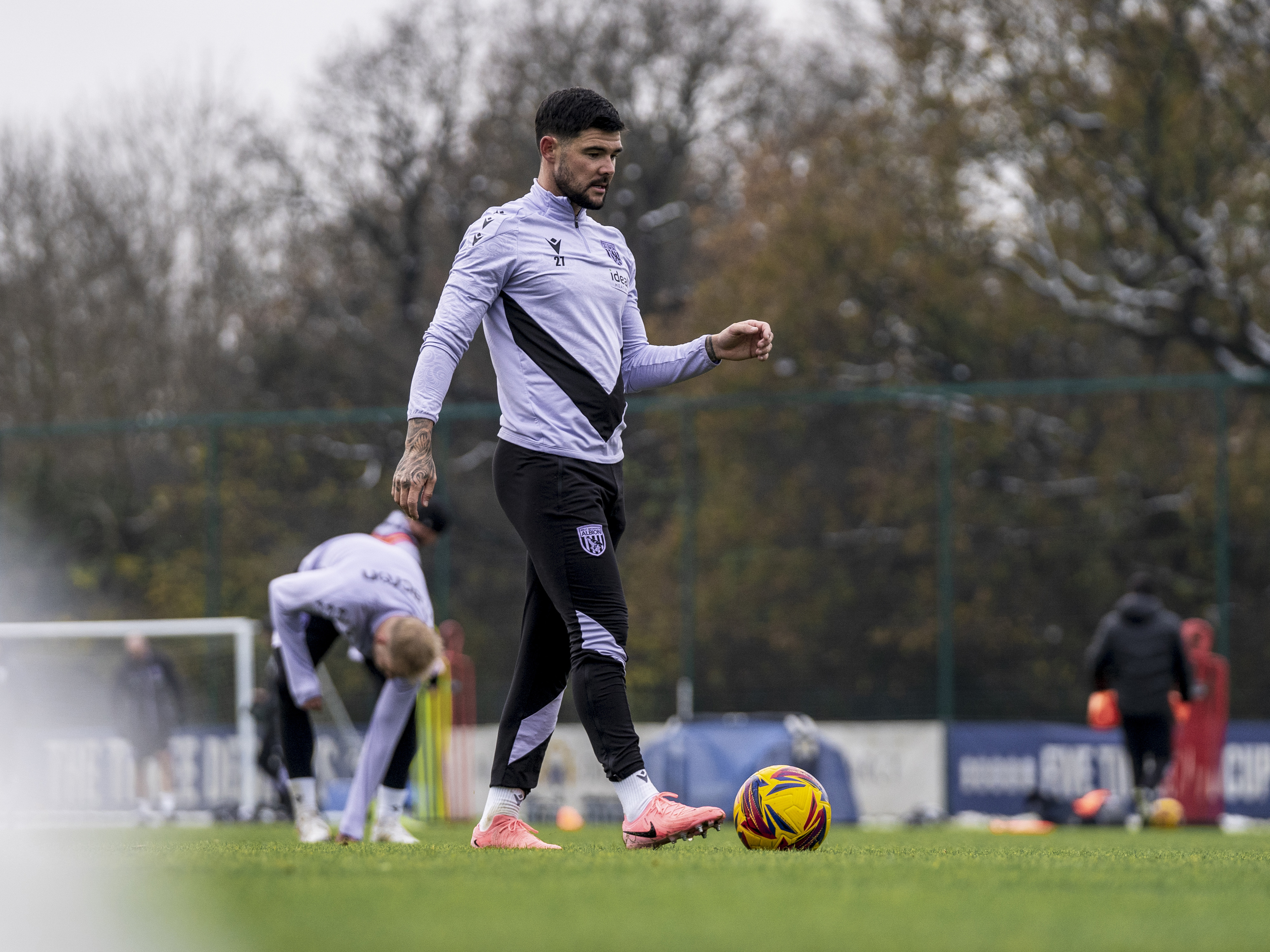 Alex Mowatt on the ball during a training session