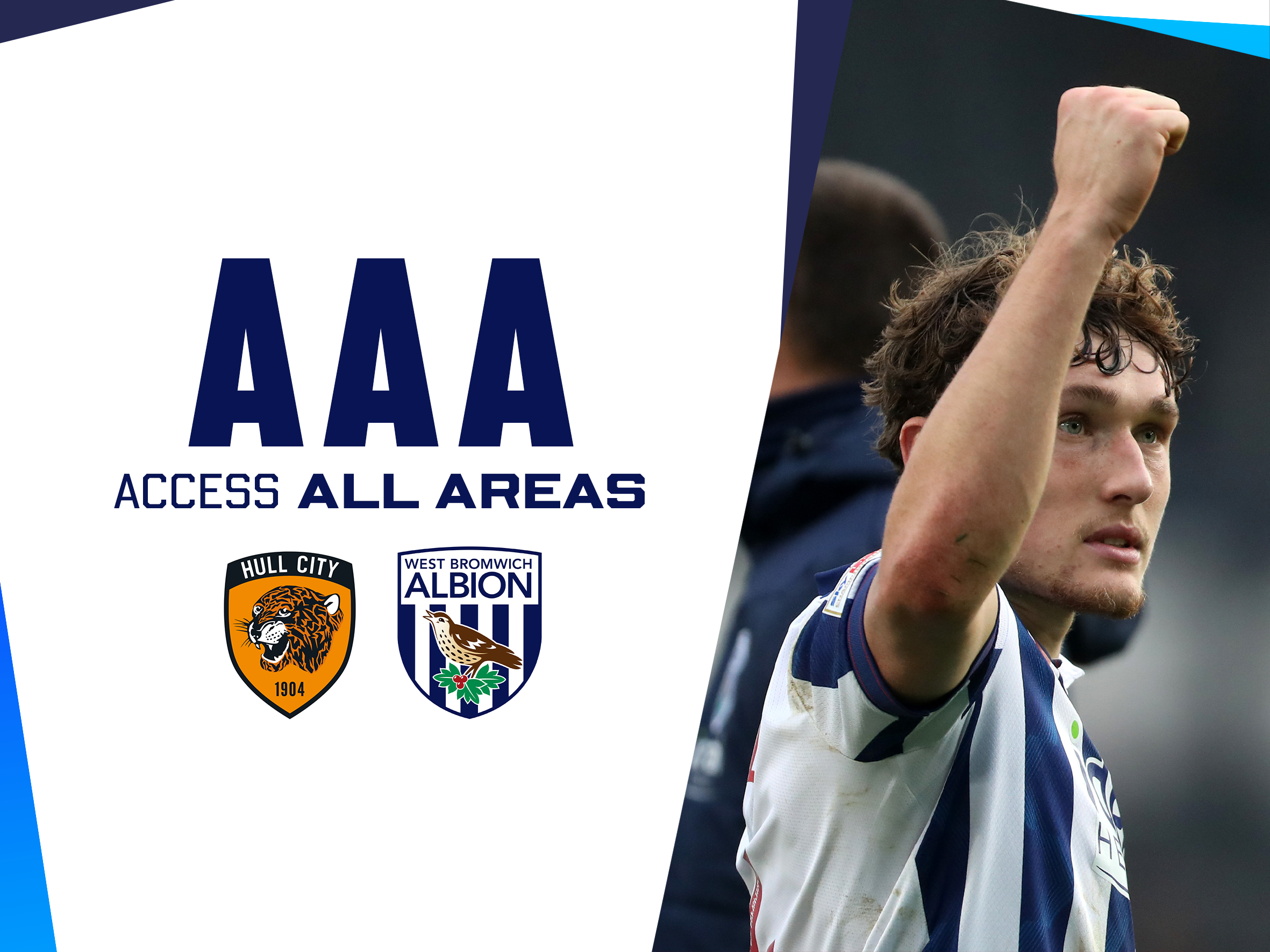 A graphic titling 'AAA Matchday' showing the badges of Hull and Albion, with a photo of Callum Styles