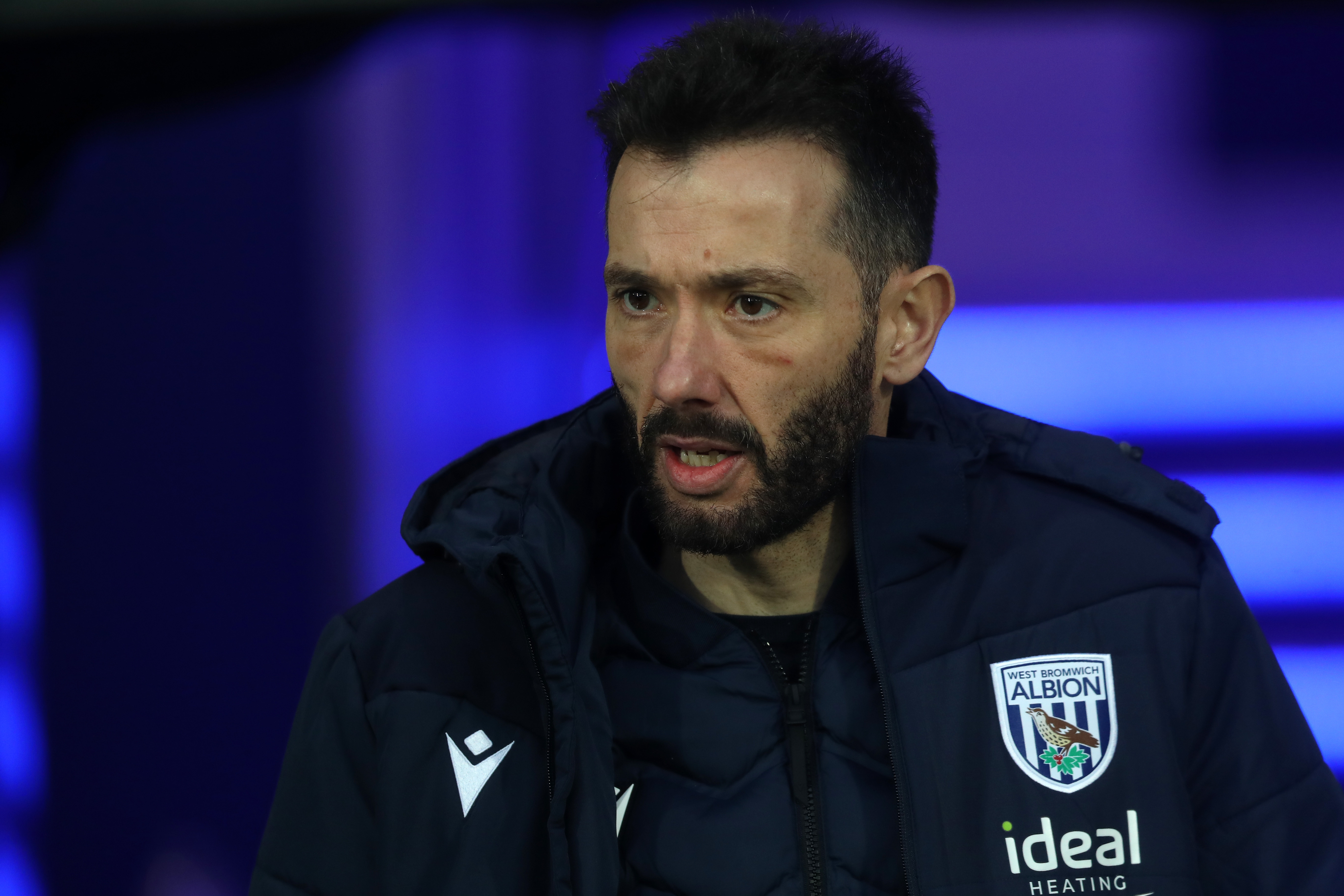 Carlos Corberán heading out of the tunnel at The Hawthorns 