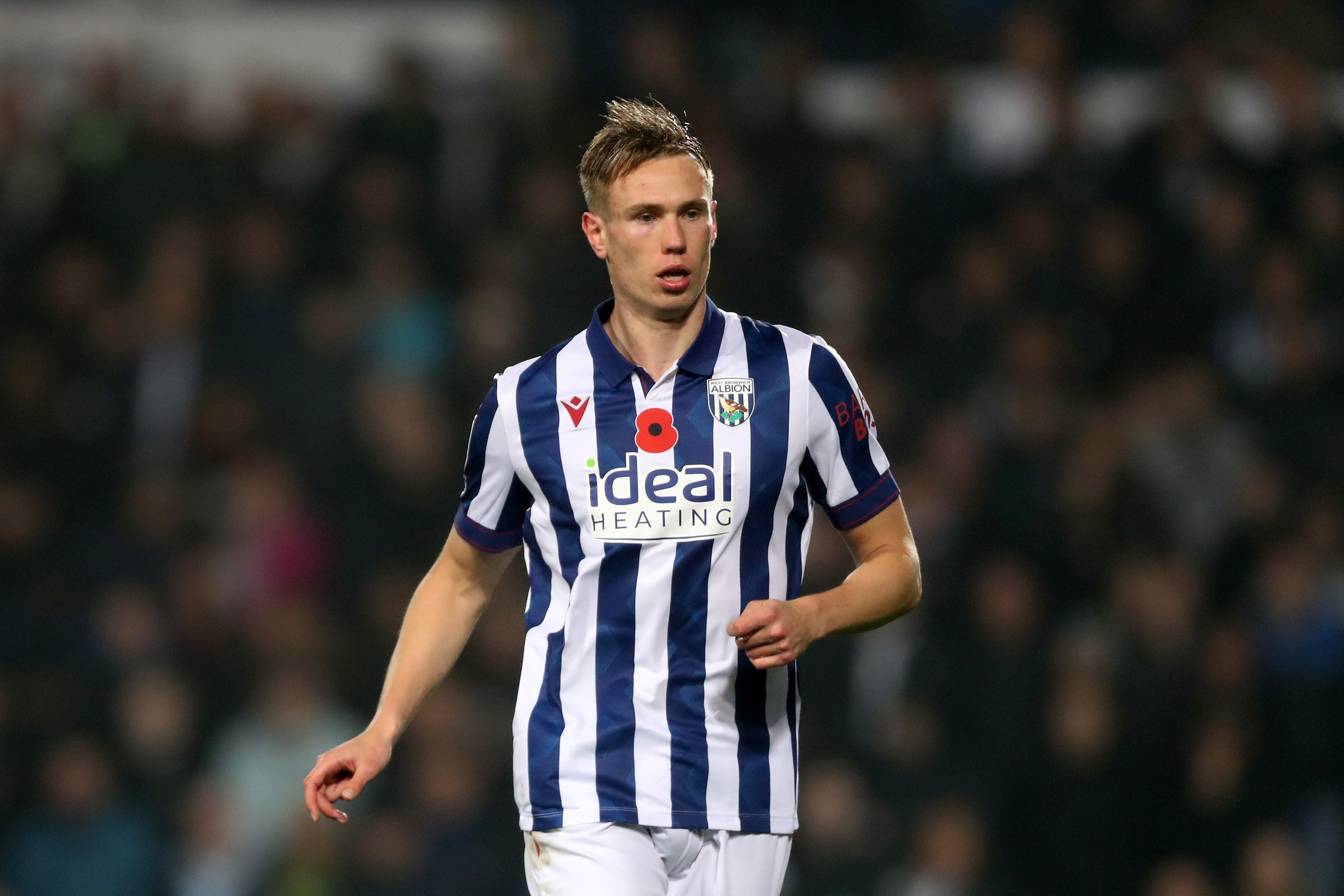 Torbjørn Heggem in action for Albion wearing the home kit 