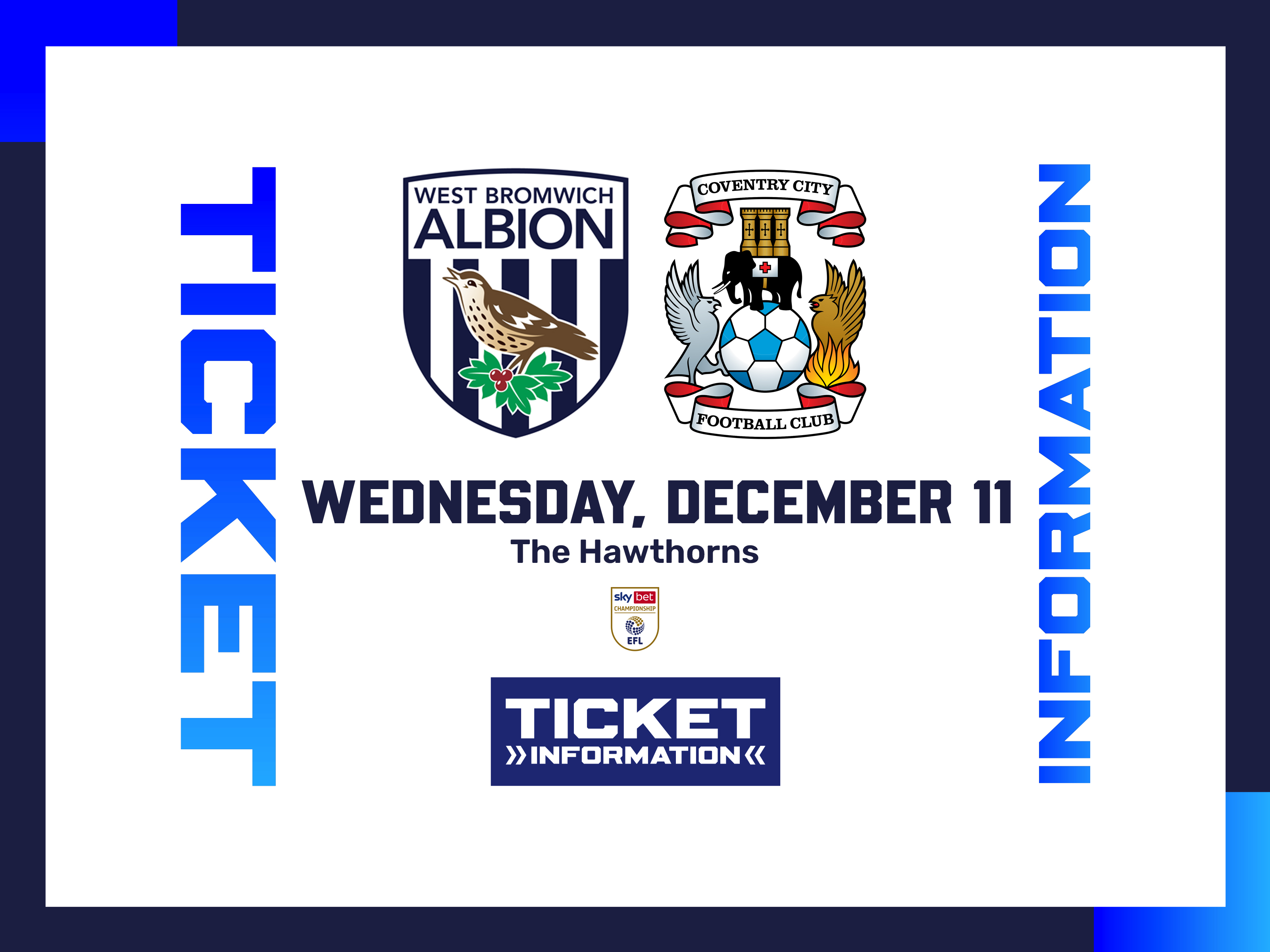 A ticket graphic displaying information for Albion's game against Coventry