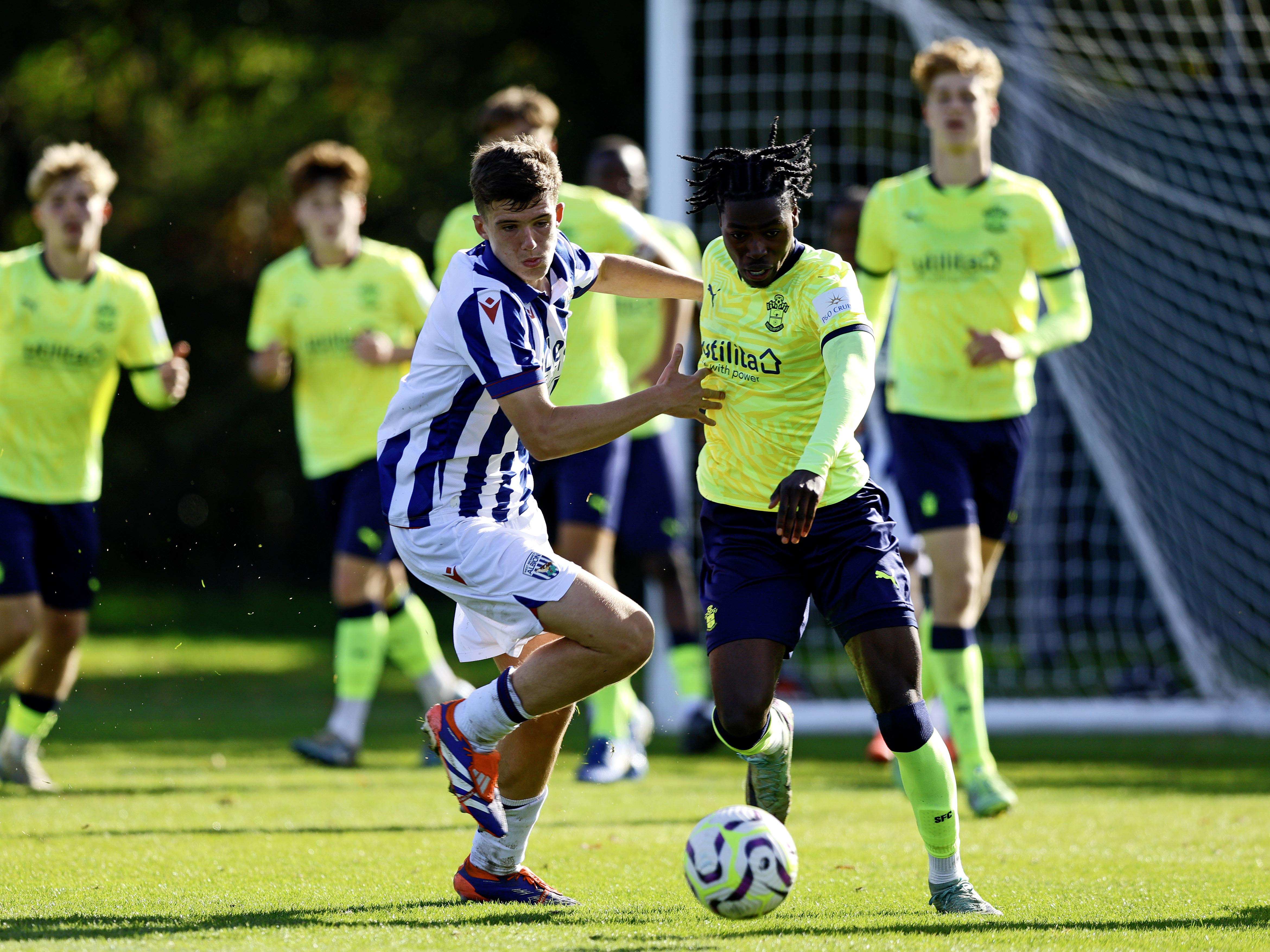 A photo of Albion U18s midfielder Matt Crowther in the 2024/25 home kit