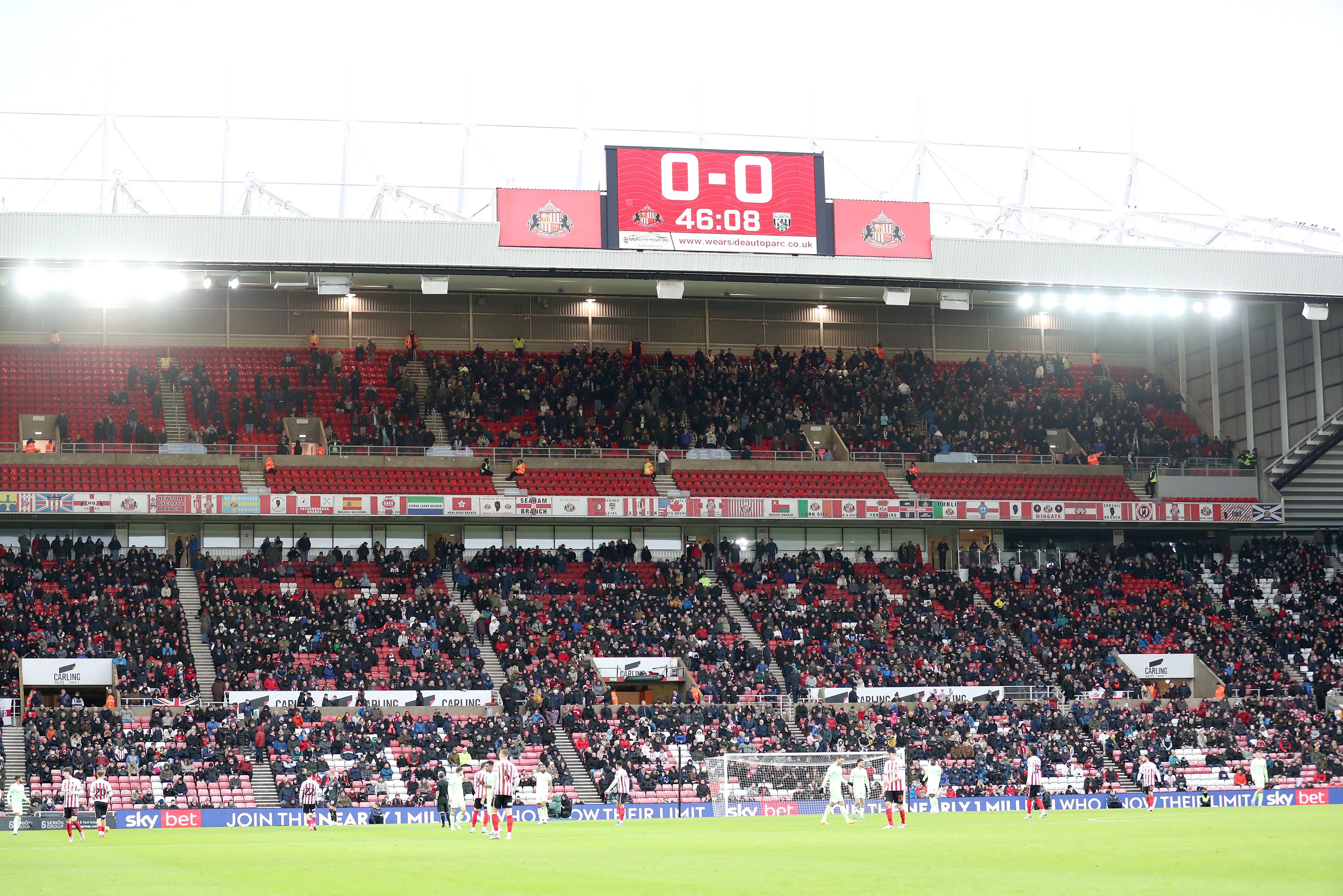 A general view of the away stand behind the goal at the Stadium of Light