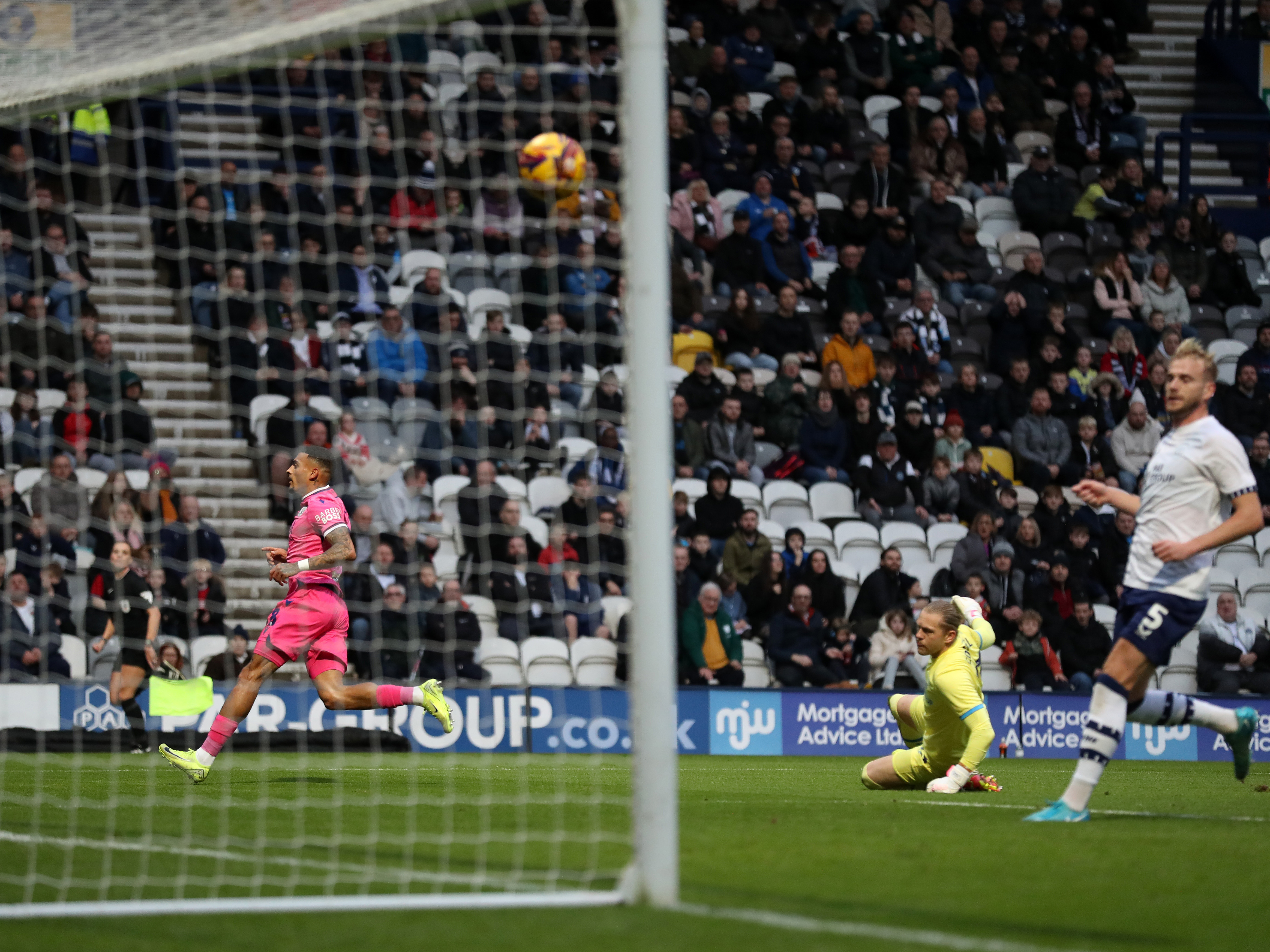 An image of Karlan Grant scoring against Preston