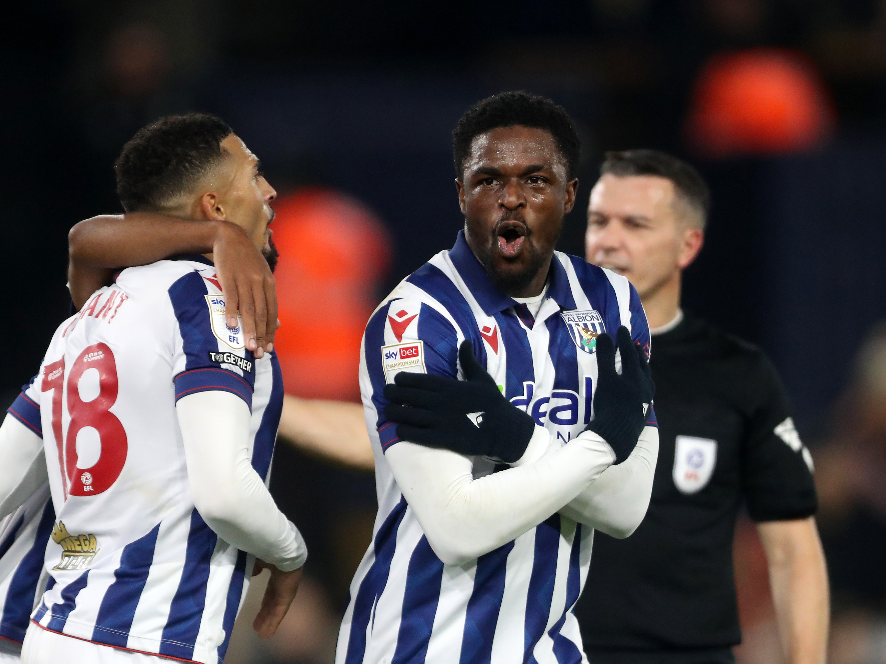 An image of Josh Maja celebrating his goal against Luton