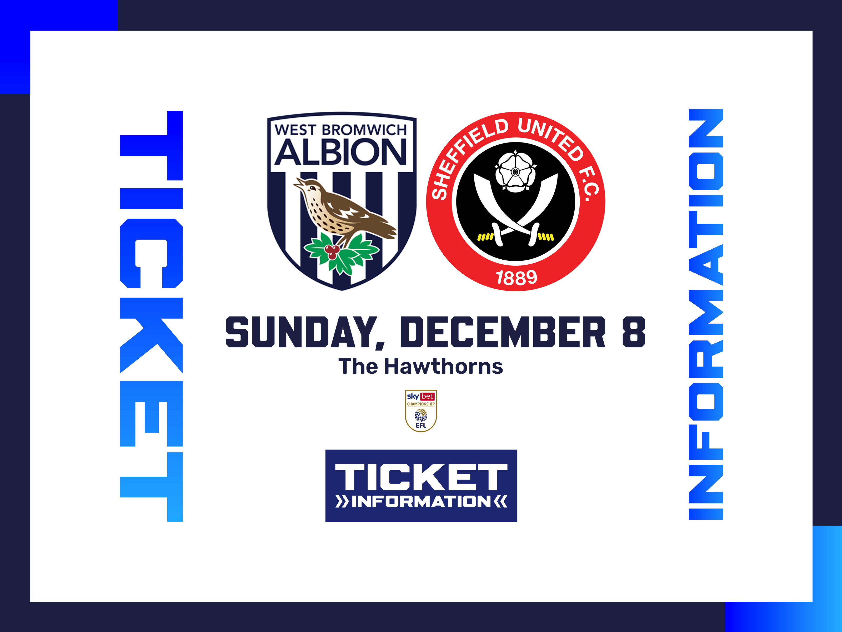 A ticket graphic displaying information for Albion's game against Sheffield United