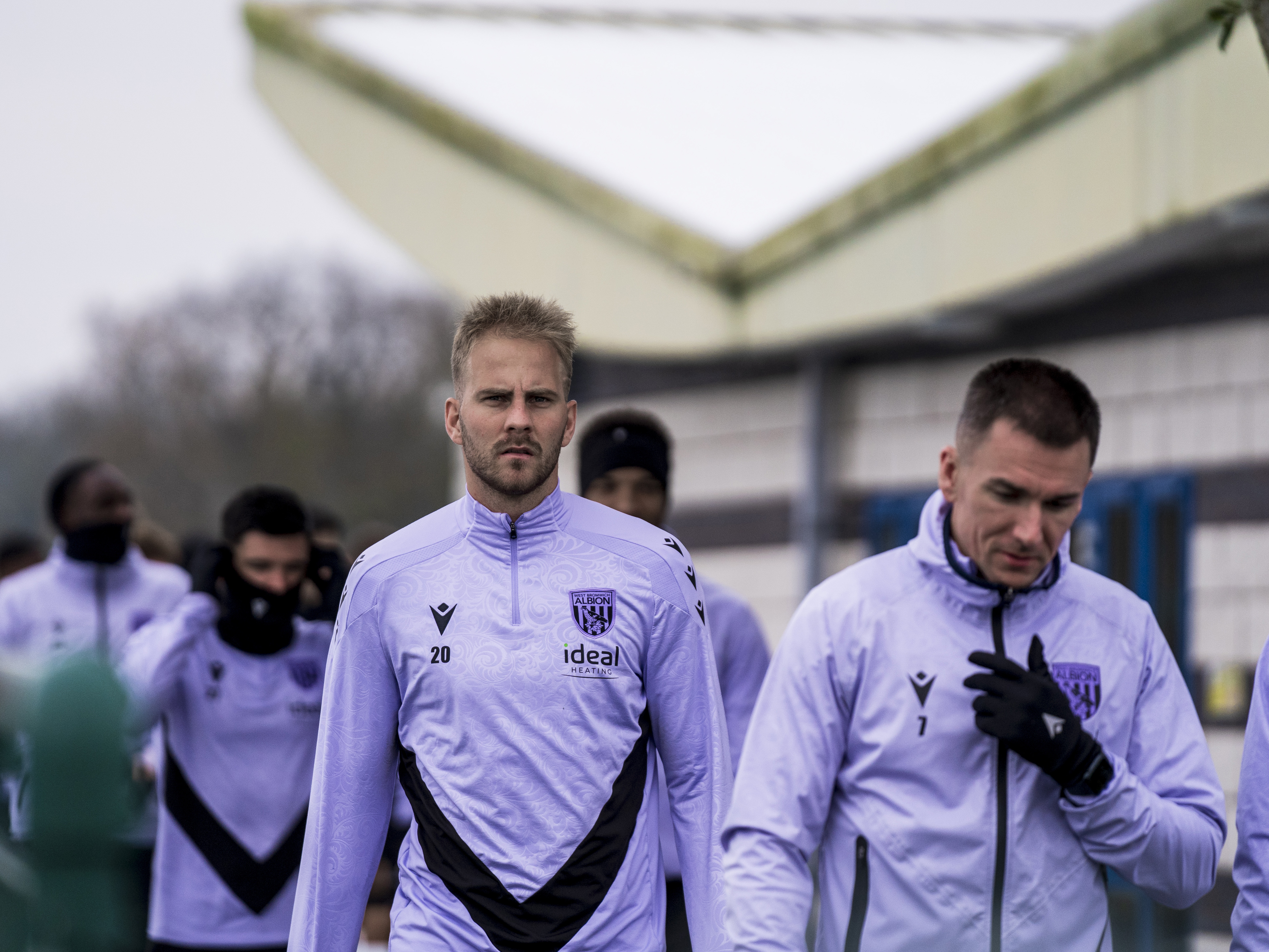 Jed Wallace and Uroš Račić head out to training