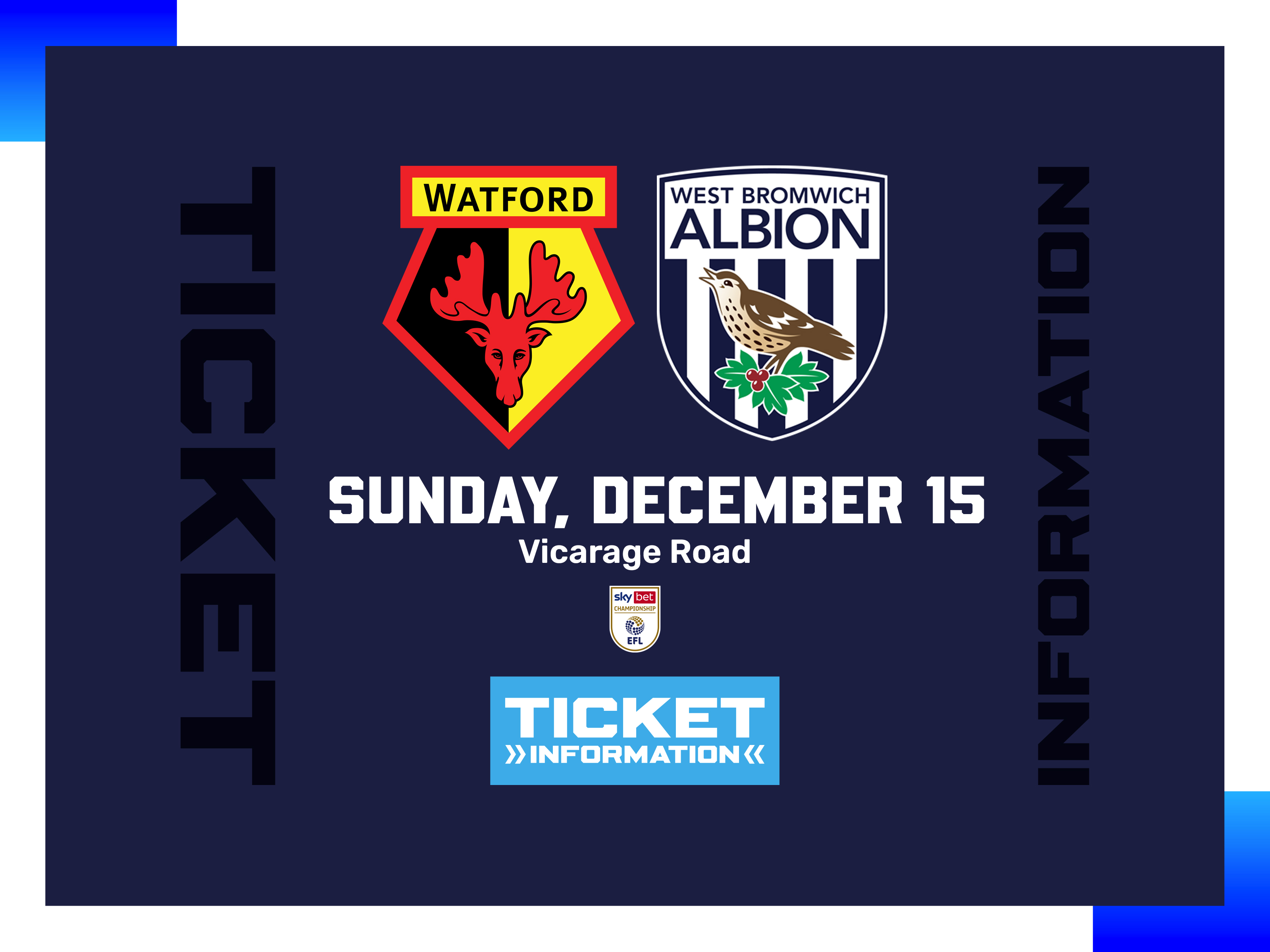 A ticket graphic displaying information for Albion's game against Watford