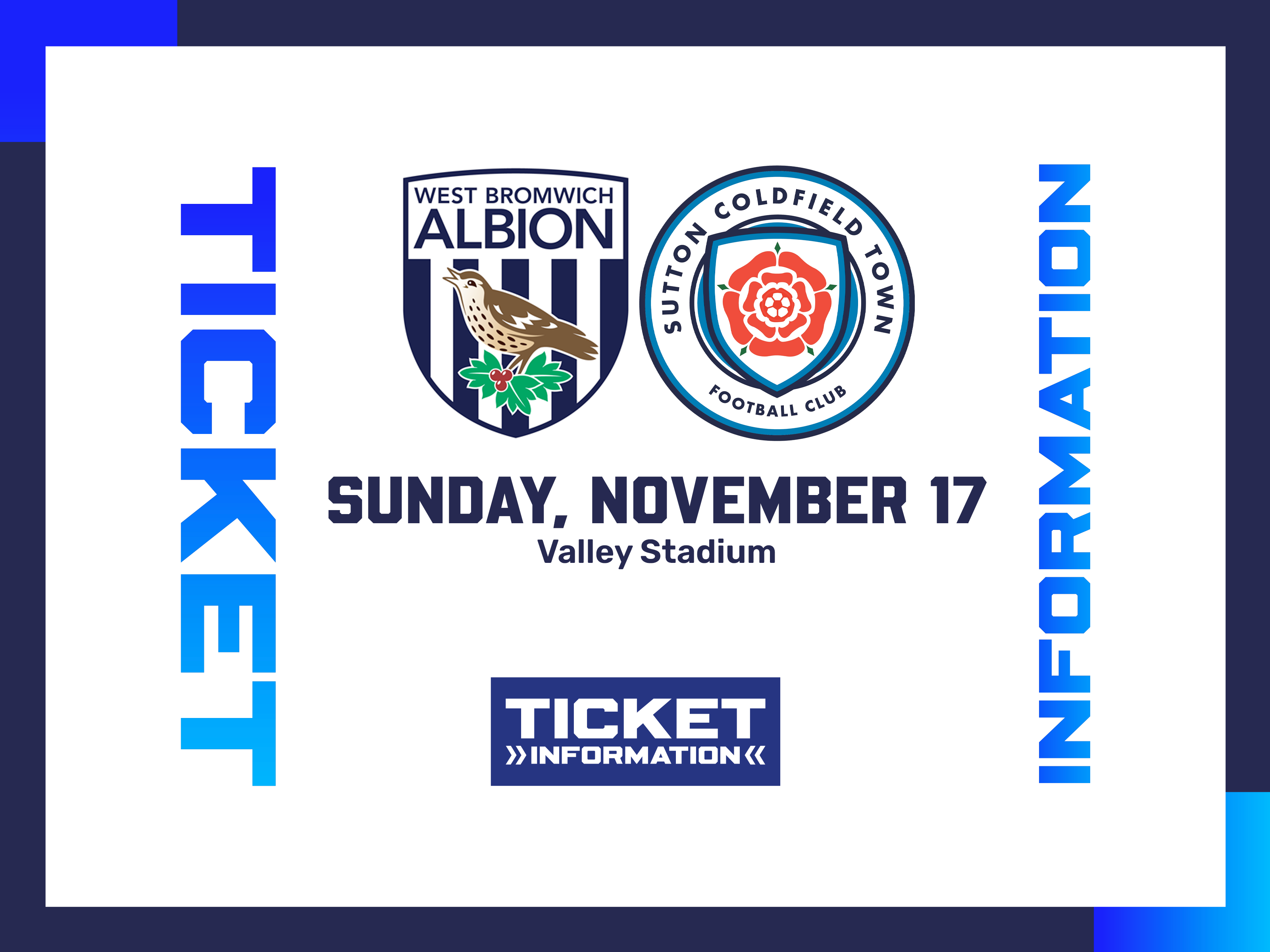 Ticket graphic for our clash with Sutton Coldfield Town