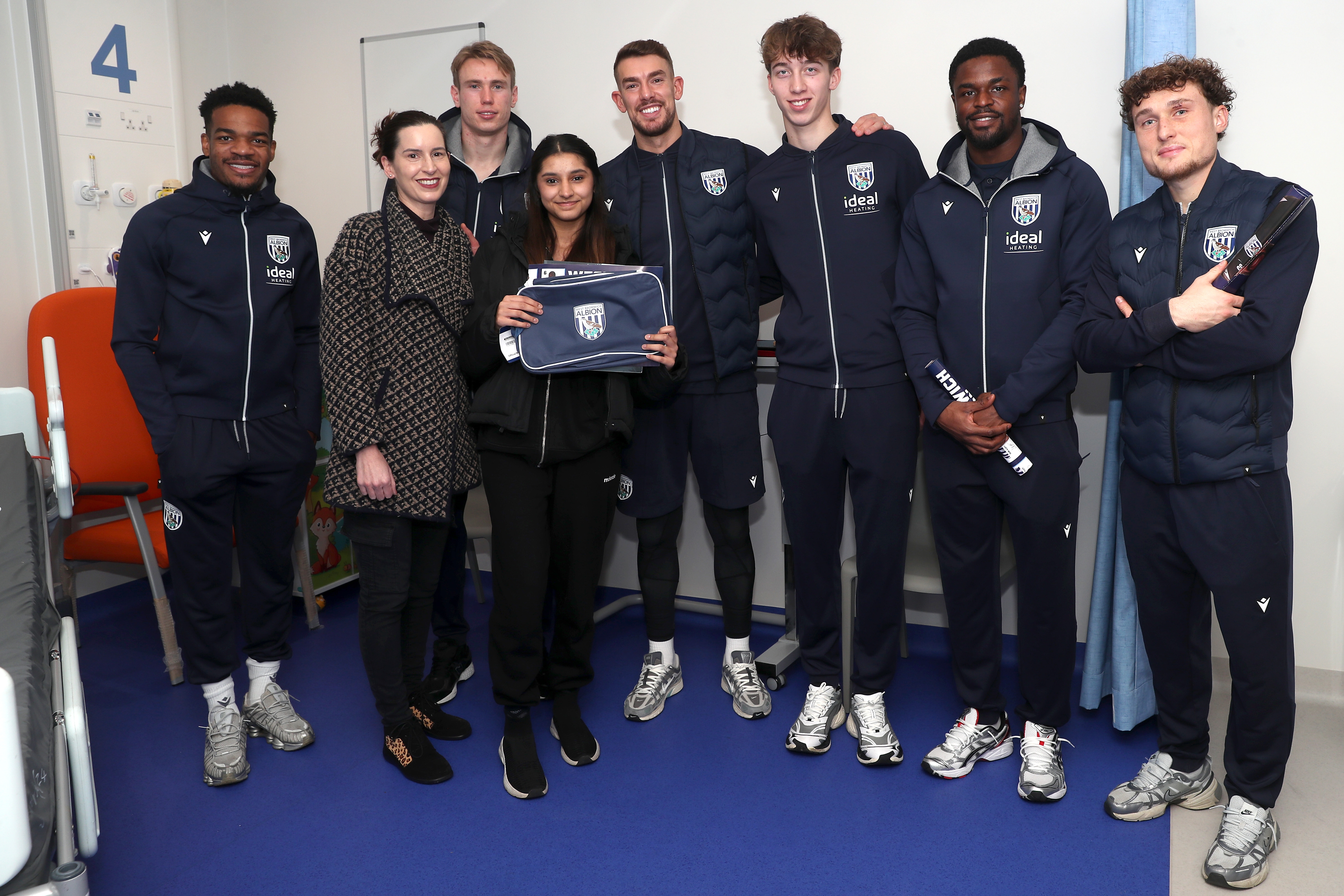 Albion players pose for a photo with NHS staff members at Midlands Metropolitan University Hospital 