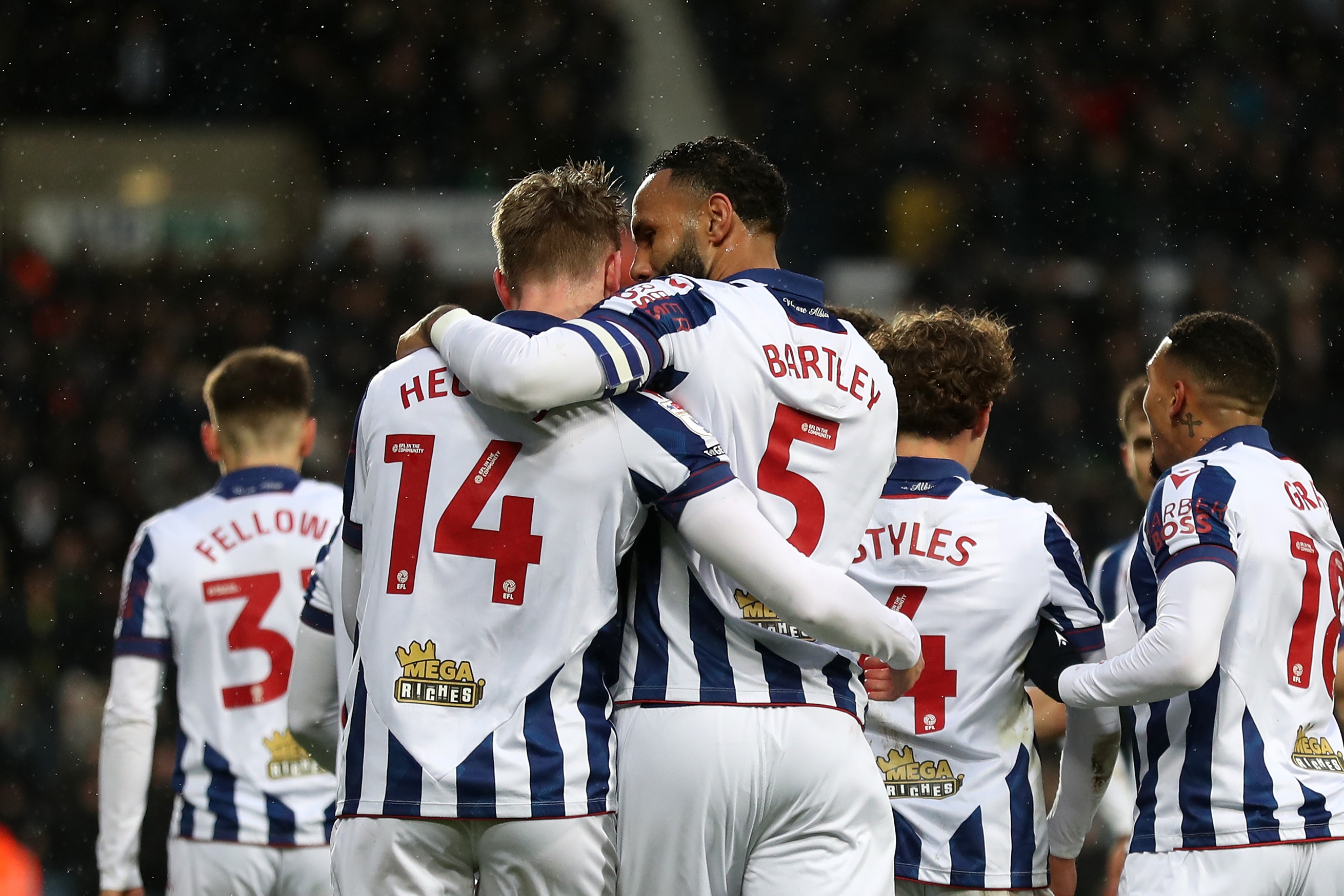 Torbjørn Heggem celebrates scoring a header against Sheffield United with team-mates