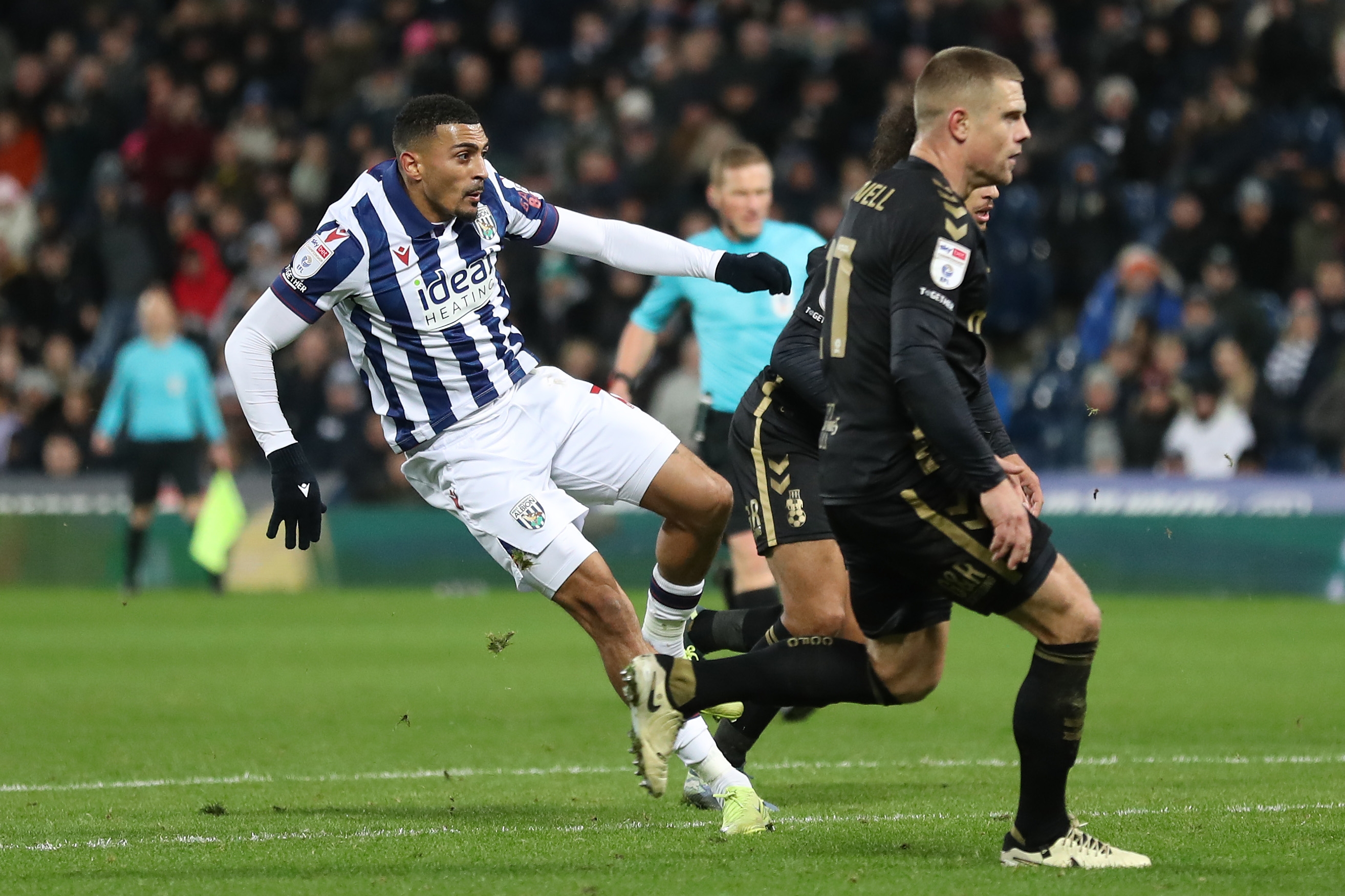 Karlan Grant shoots and scores against Coventry City 