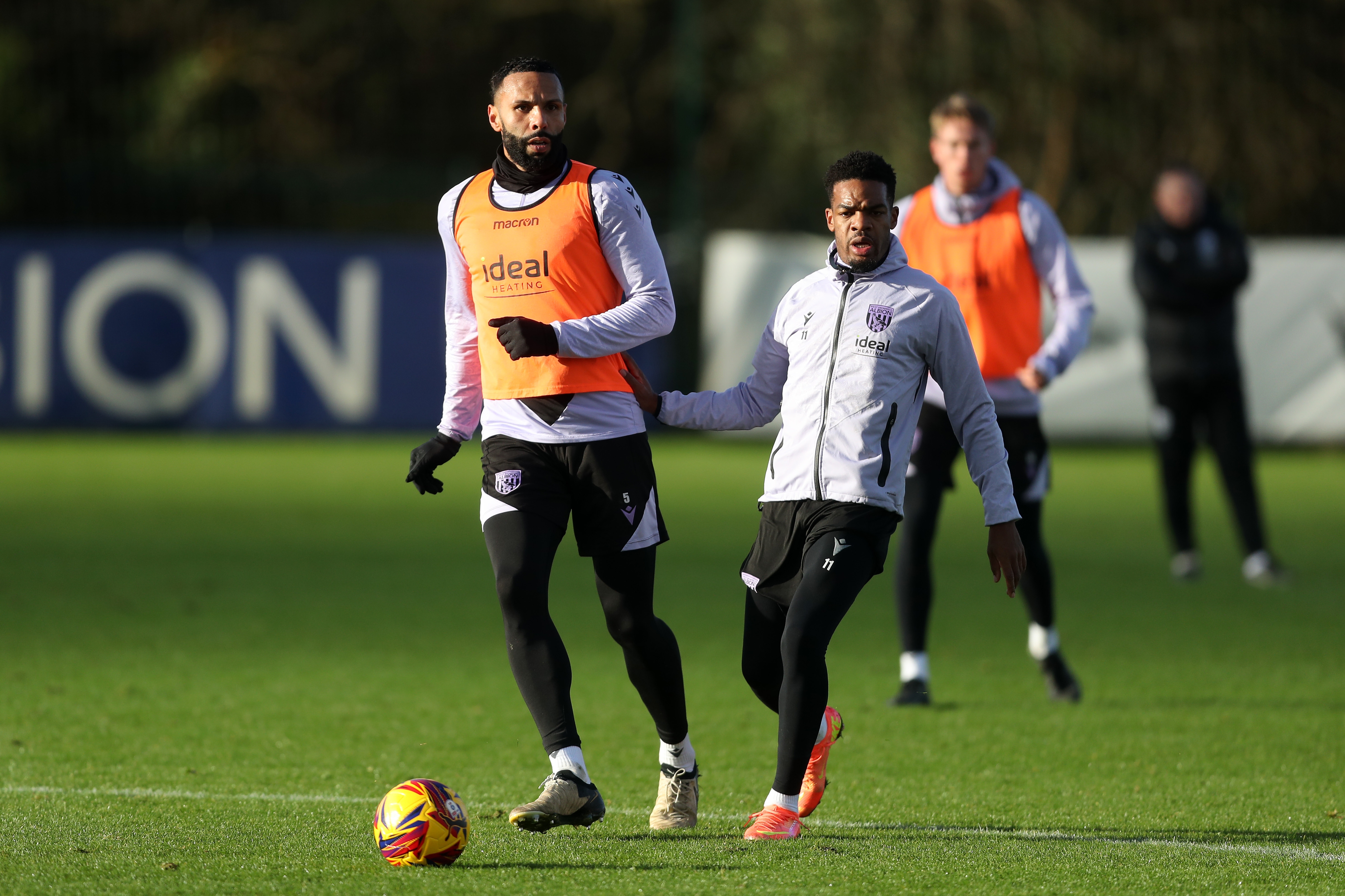 Kyle Bartley on the ball during training 