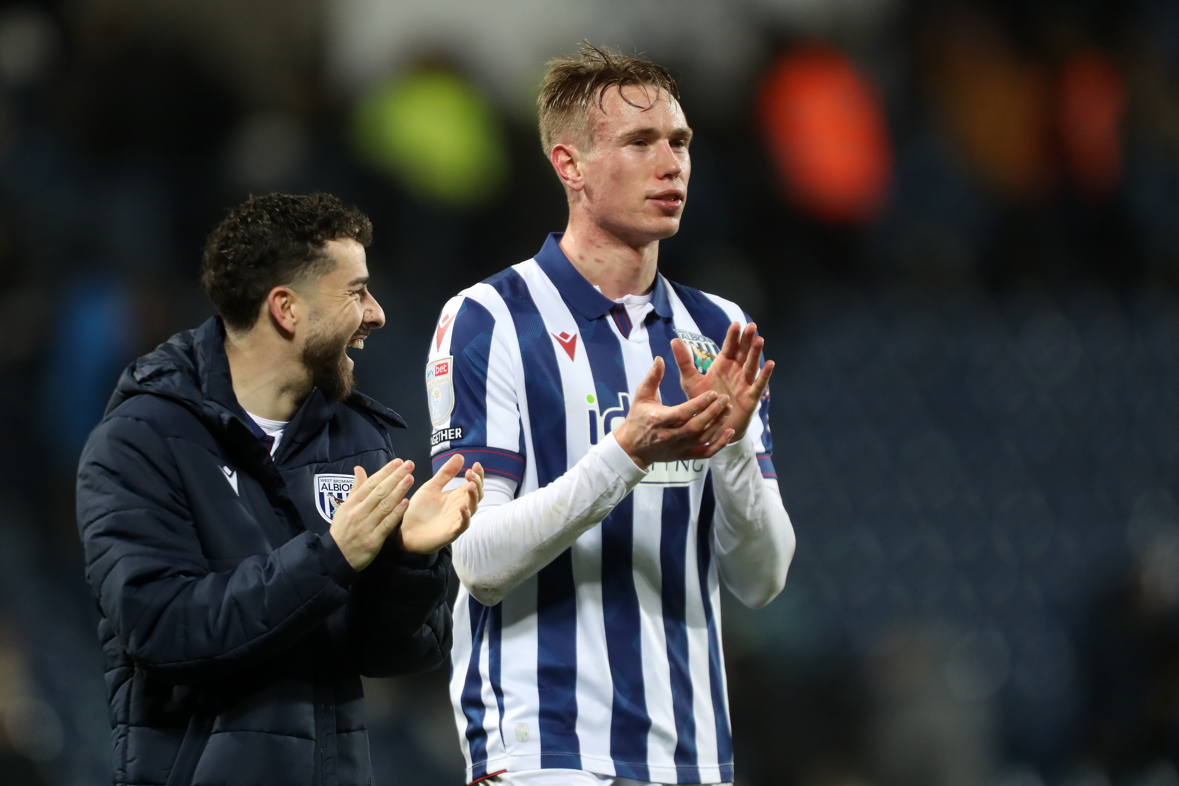 Torbjørn Heggem applauds Albion fans following the win over Bristol City